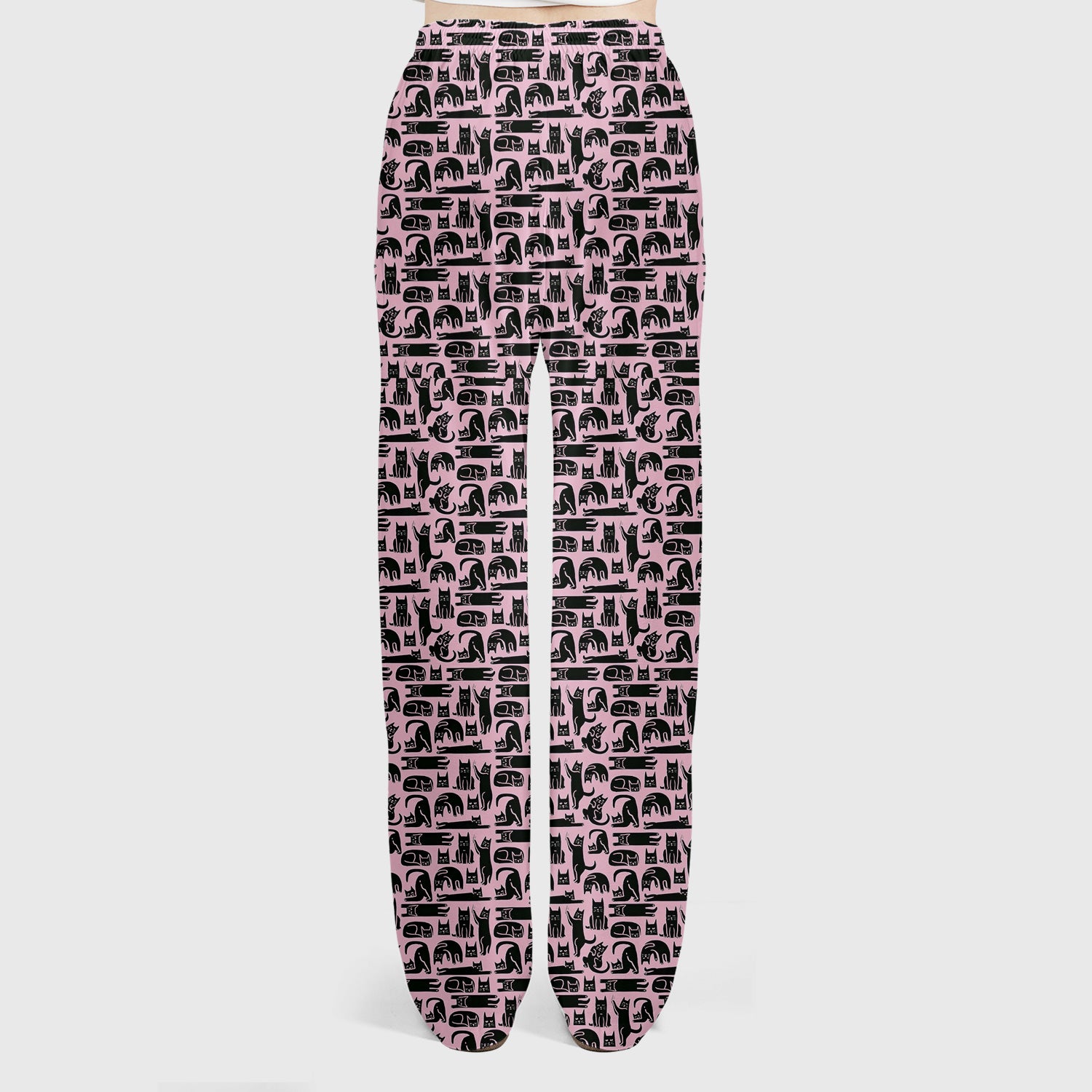 Cute Funny Cat Poses Print Scrub Sets, Scrub Pants and V Neck Top