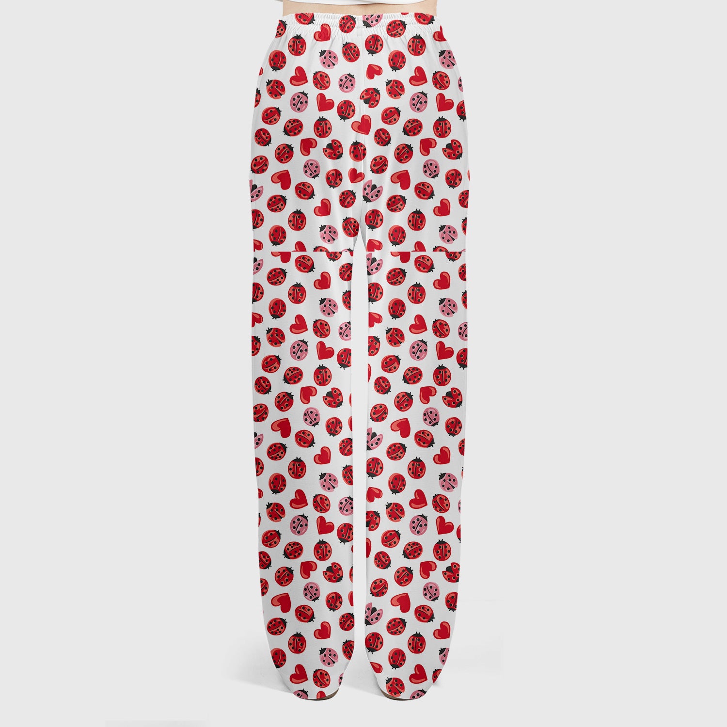 Cute Ladybug and Red Heart All Over Print Set, Women's Scrub Sets