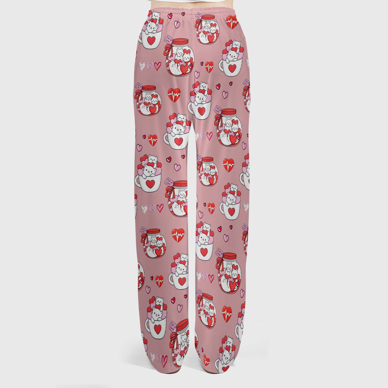 Cute Cat Valentine Nurse Scrub Set, Women's Scrub Sets Breathable Uniform