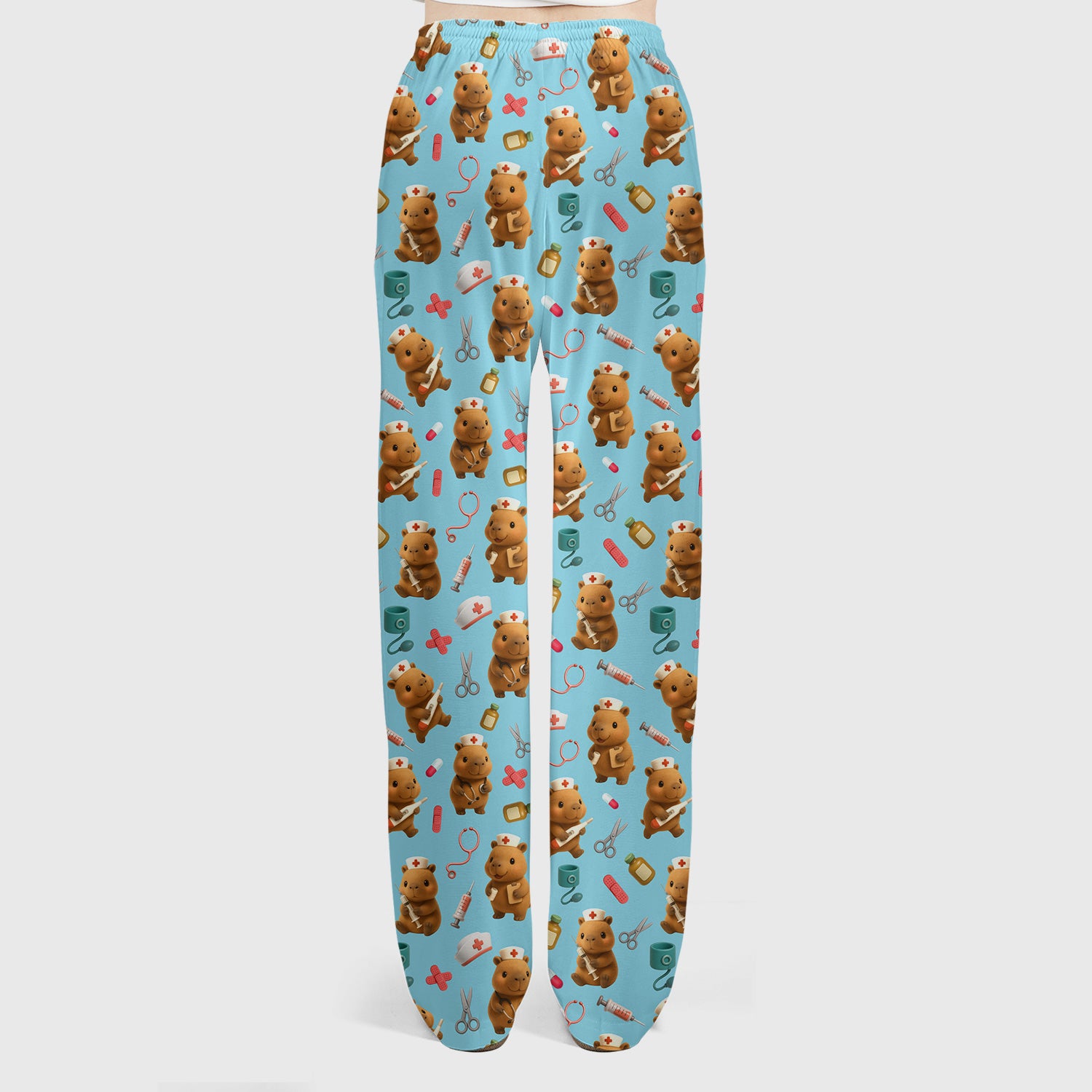 Bear Nurse Scrub Set for Women - Cute Animal Pattern Christmas Scrubs - Funny Medical Scrub Tops and Pants Gift Idea