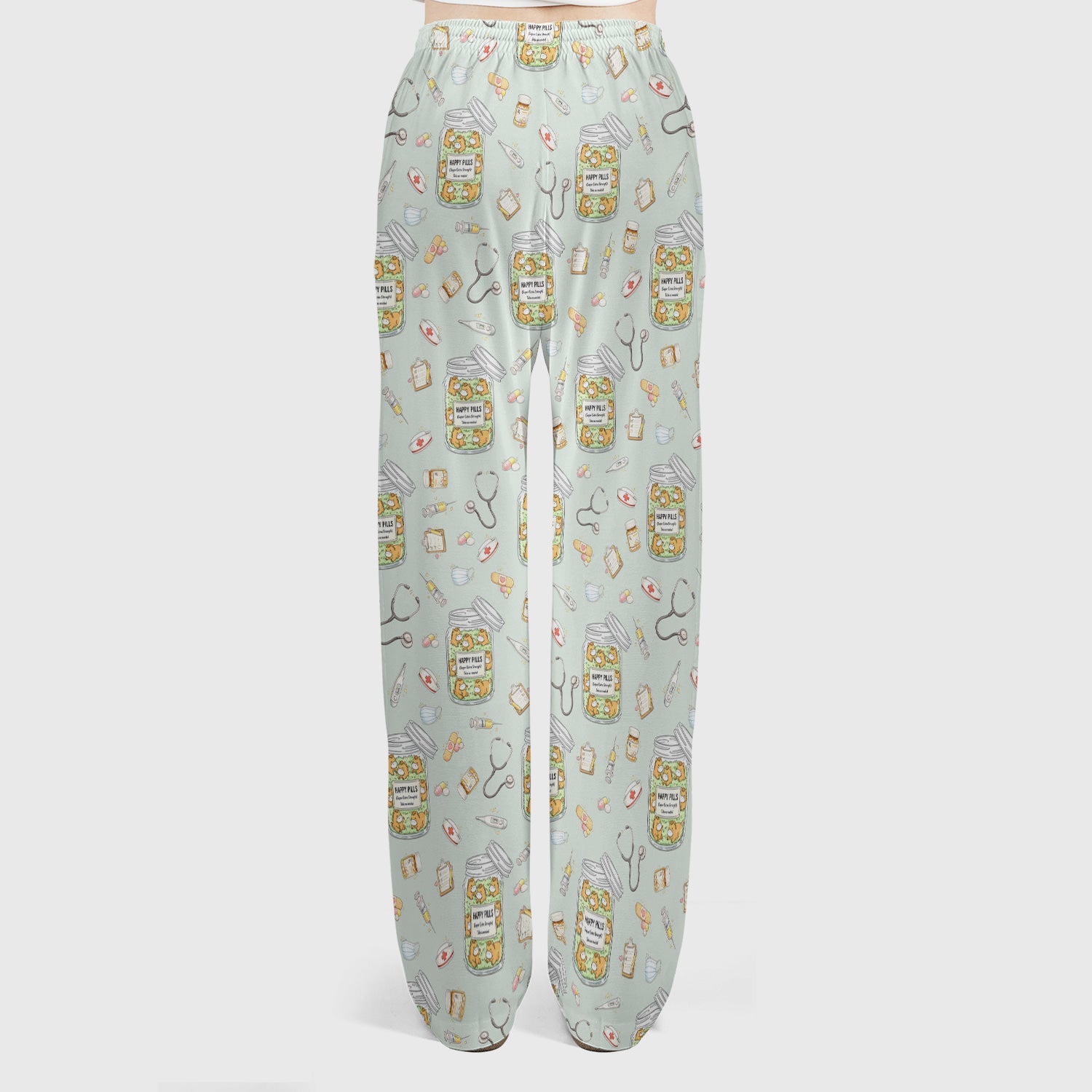 Happy Pills Horse Medical Print Women's Scrub Set, Scrub Pants and V-Neck Top