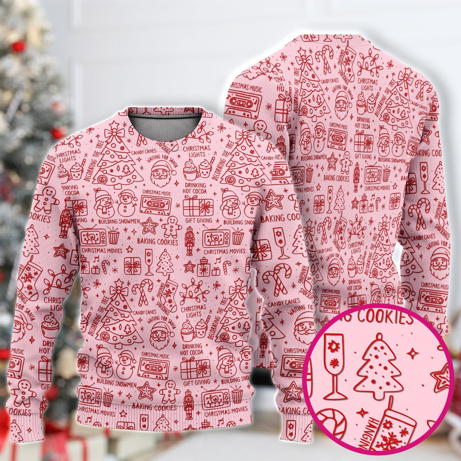 Christmas Pattern Scrub Set, Holiday Baking Cookies Nurse Shirt, Cute Medical Uniform Gift for RN, LPN, Healthcare Worker