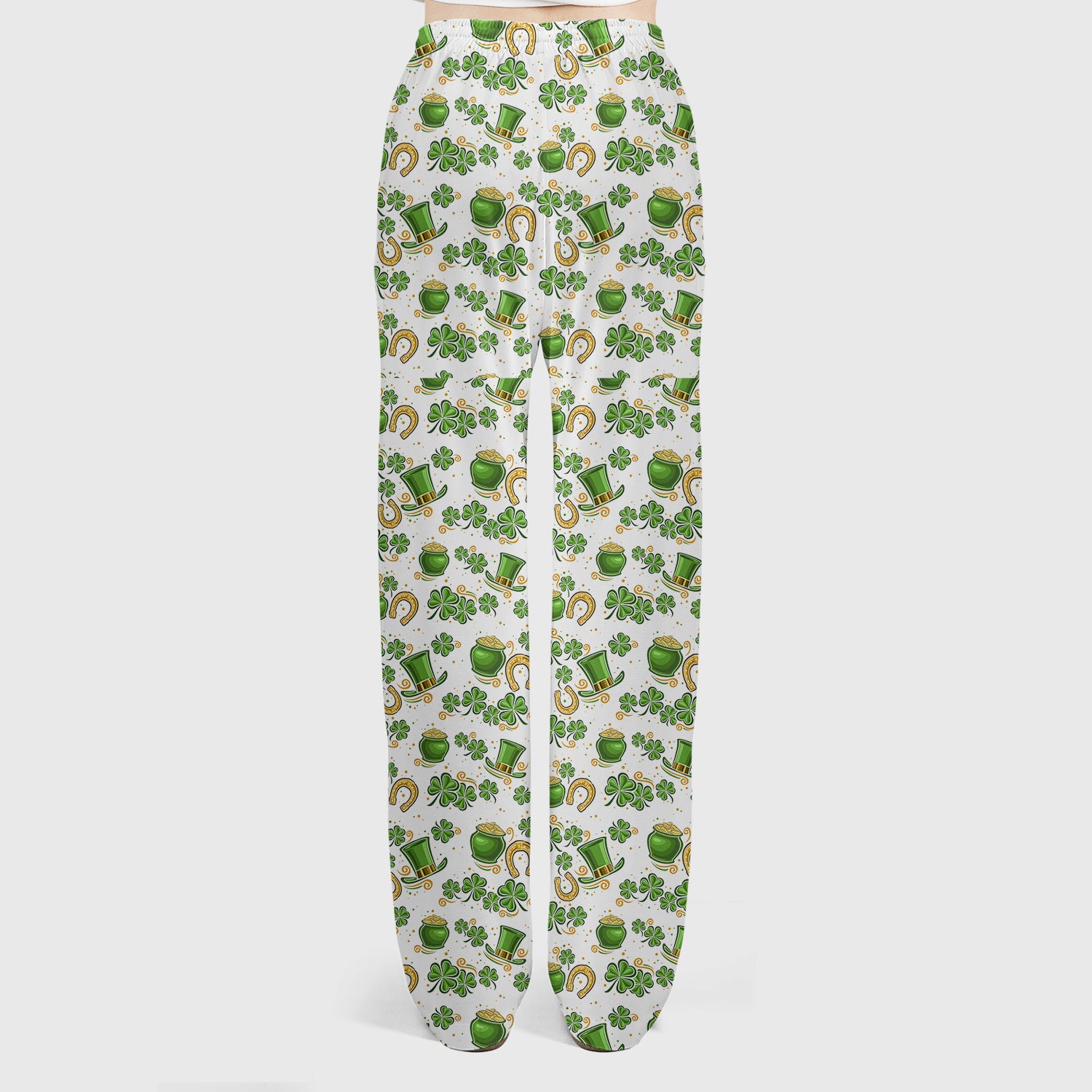 St. Patrick Shamrock Print Scrub Set, Scrub Pants and V Neck Top