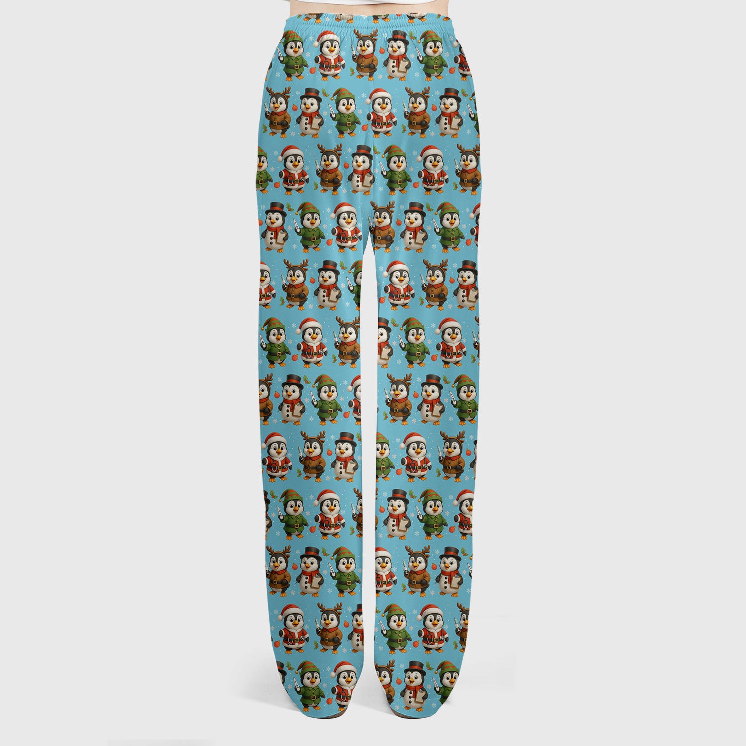 Penguin Christmas Scrubs Set - Adorable Holiday Pattern Scrub Top & Pants - Cute Penguin Scrubs for Women Christmas Season