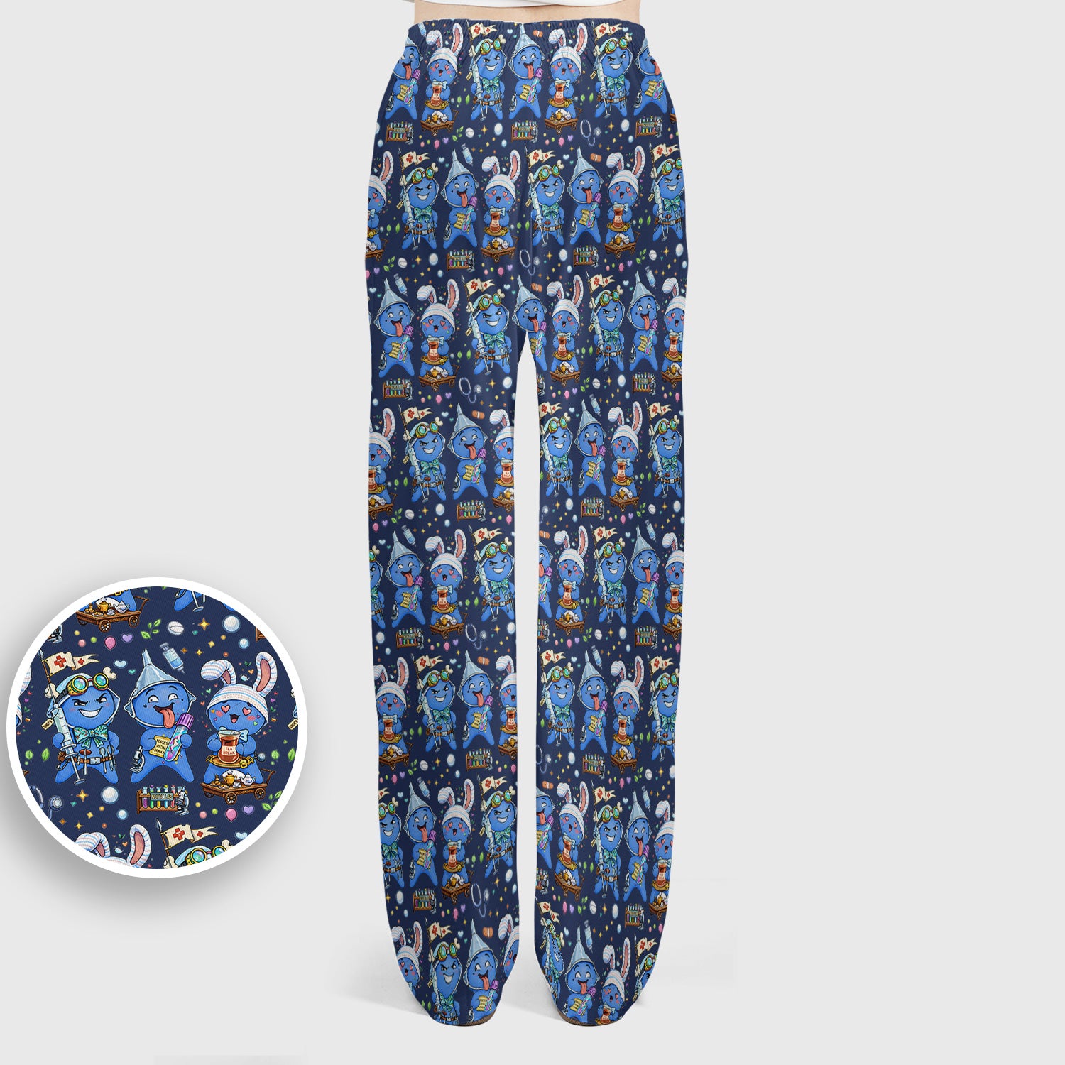 Cute Glove Doll Hospital Medical Cartoon Nurse Pattern Scrub Set, Women's Scrub Sets