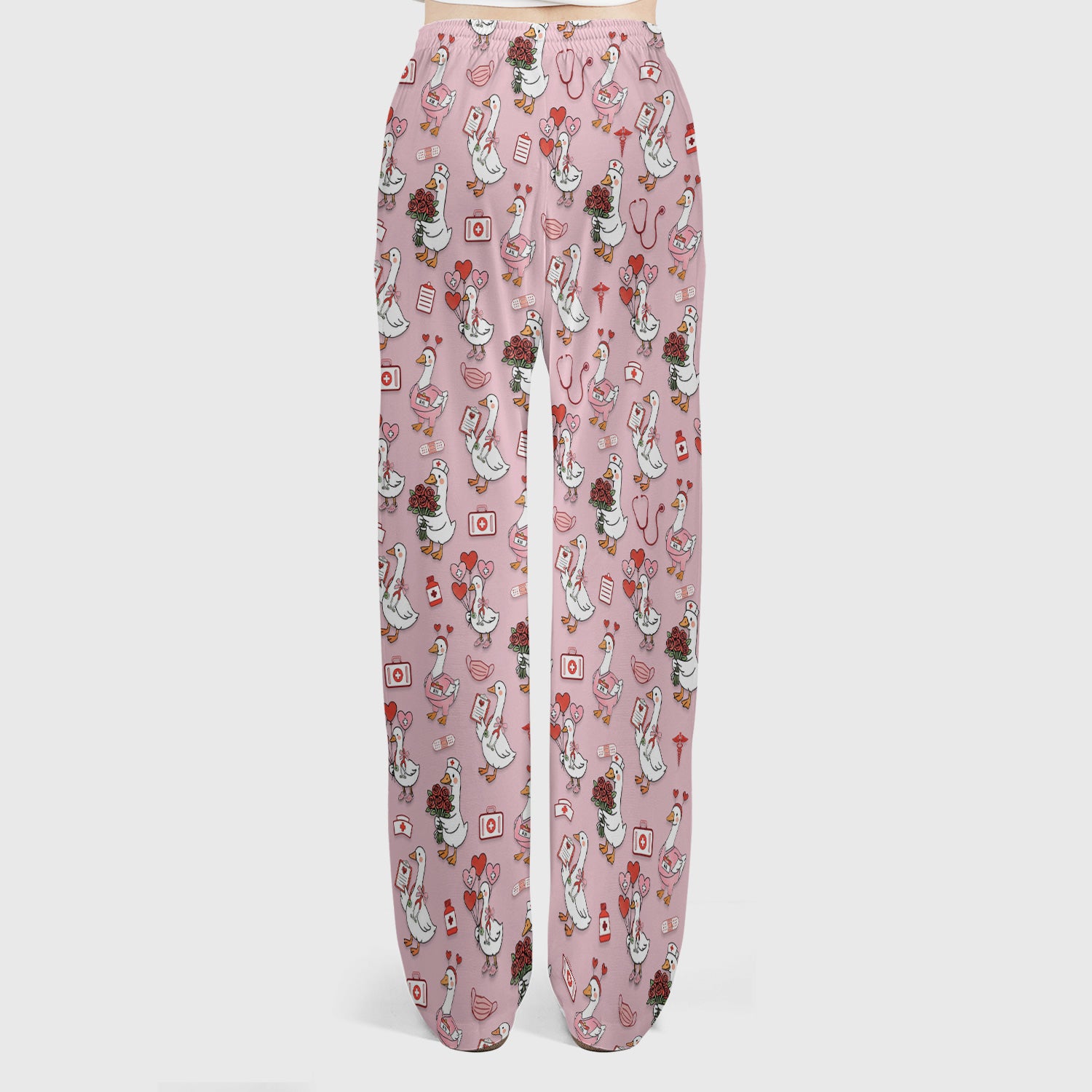 Cute Goose Nurse Medical Pattern Scrub Set, Women's Scrub Sets