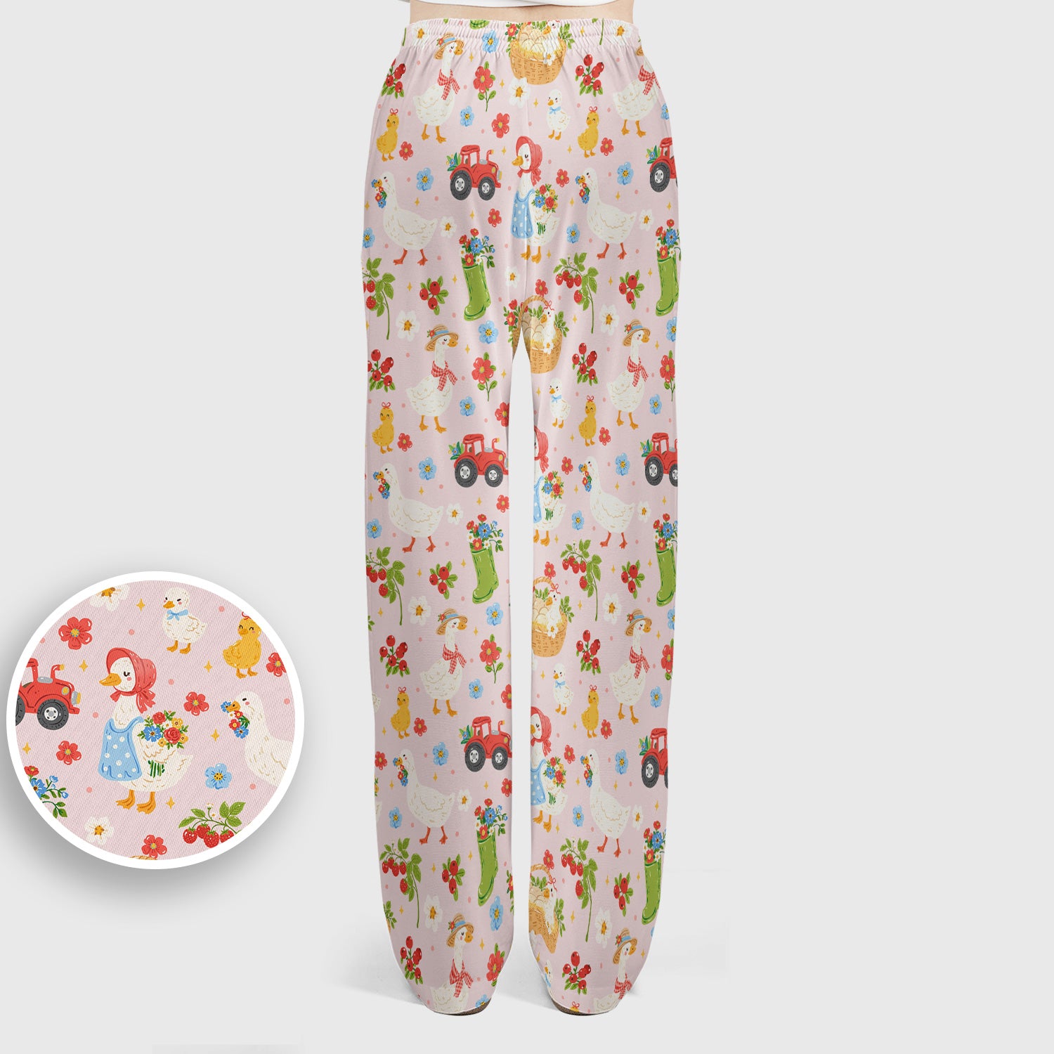 Farm Duck Chicken Tractor Flower Basket Scrub Top, Breathable Fabrics Nursing Uniform
