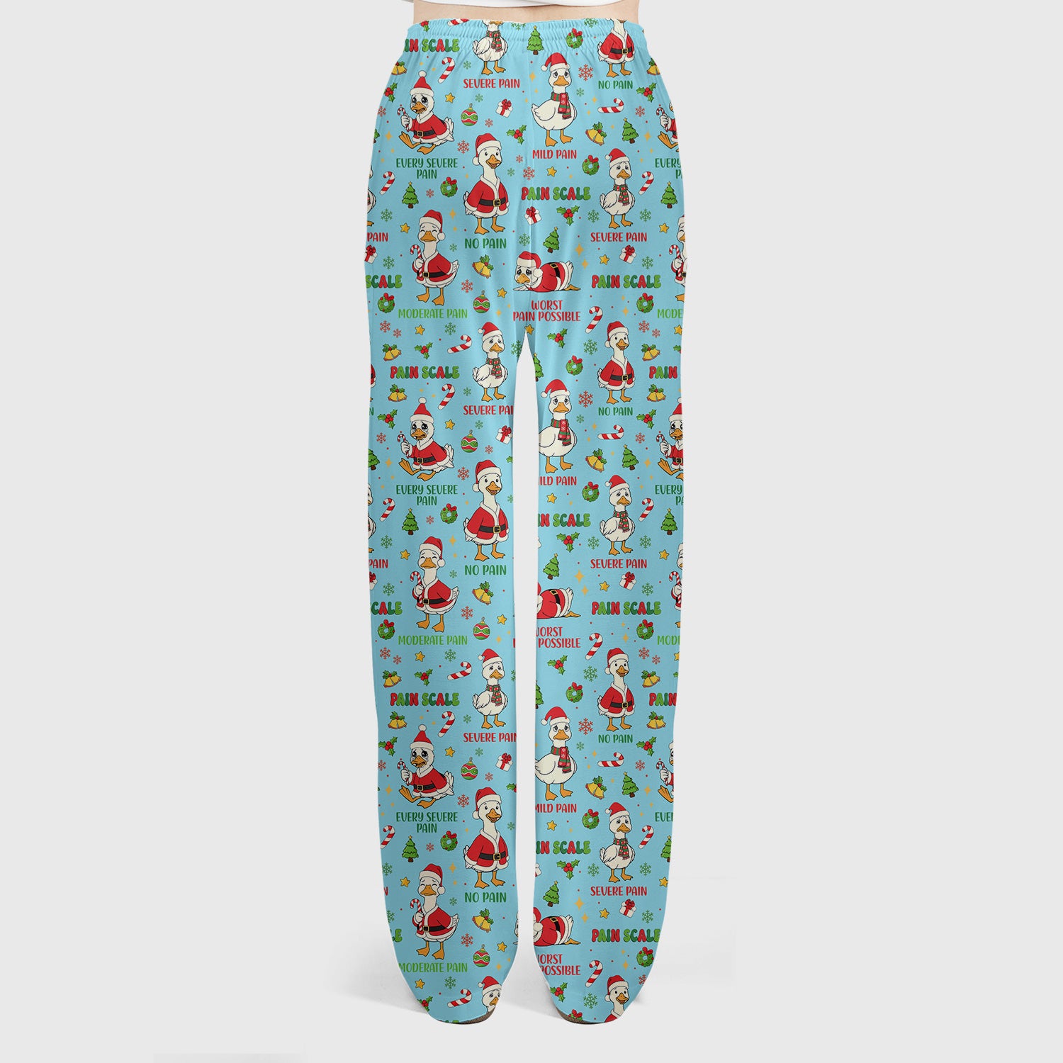 Christmas Nurse Scrub Set - Funny Goose Pain Scale Pants and V Neck Top - Cute Holiday Medical Uniform for RN LPN CNA