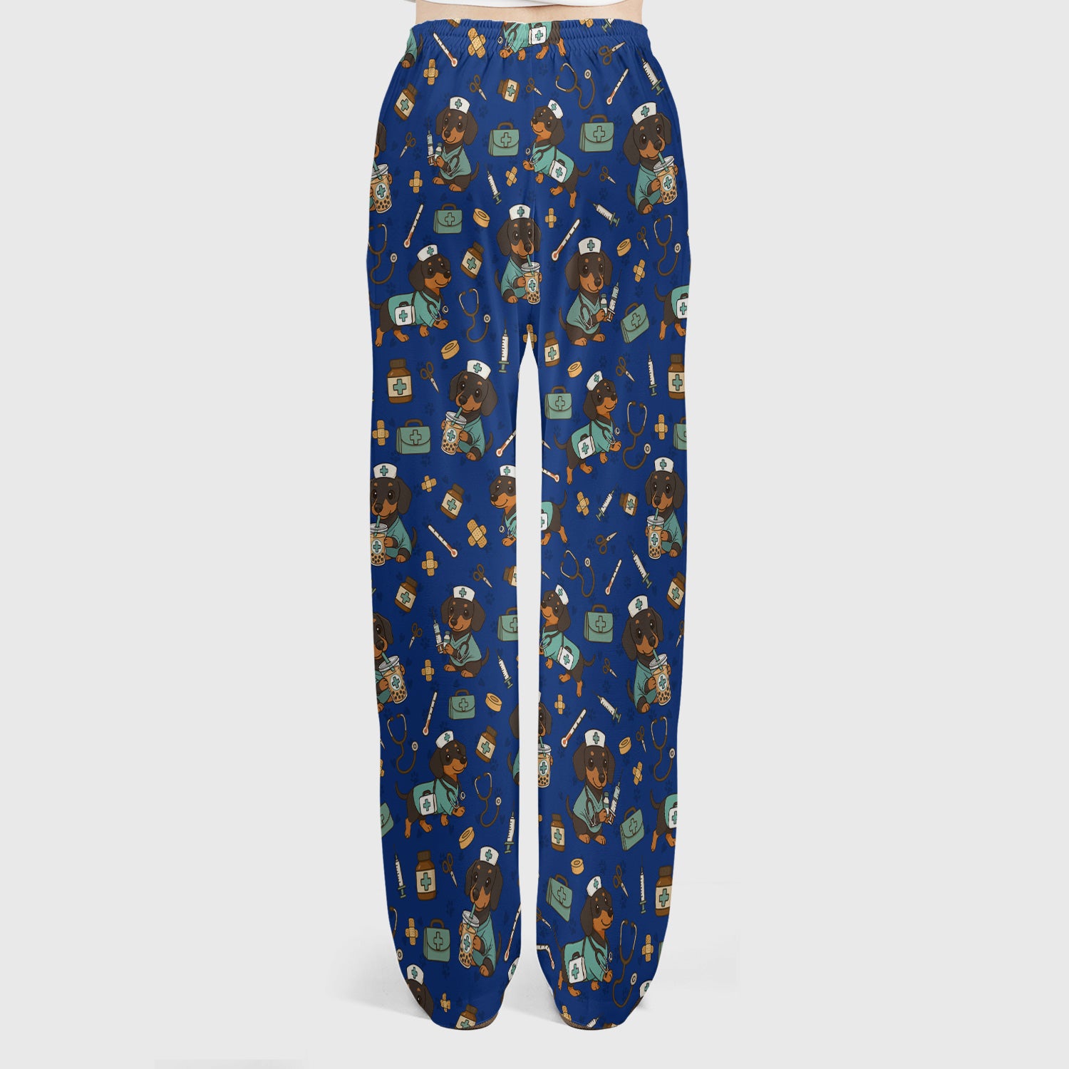 Funny Dachshund Nurse Scrubs Set - Cute Dog Print Medical Shirt - Holiday Nurse Scrub Top Gift for RN CNA Doctor, Women & Men