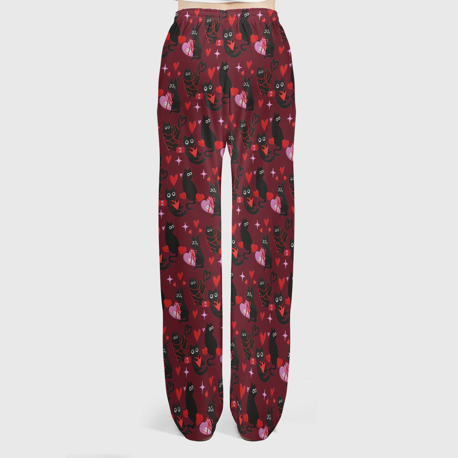 Valentine’s Day Scrub Set, Cute Black Cat With Heart Pattern Nurse Shirt, Breathable Fabrics Nursing Uniform