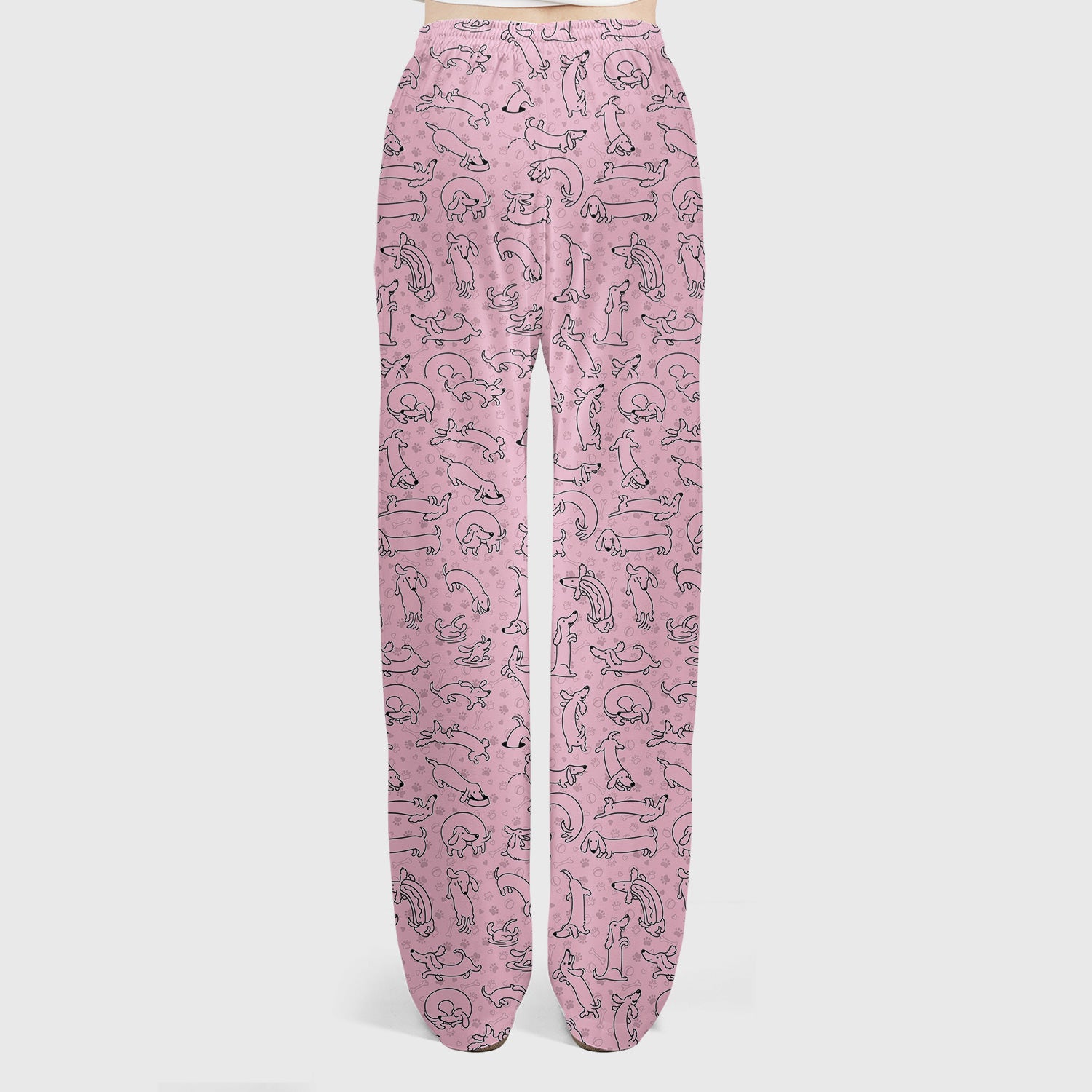 Playful Dachshund Dog Line Art Print Scrub Set, Scrub Pants and V Neck Top