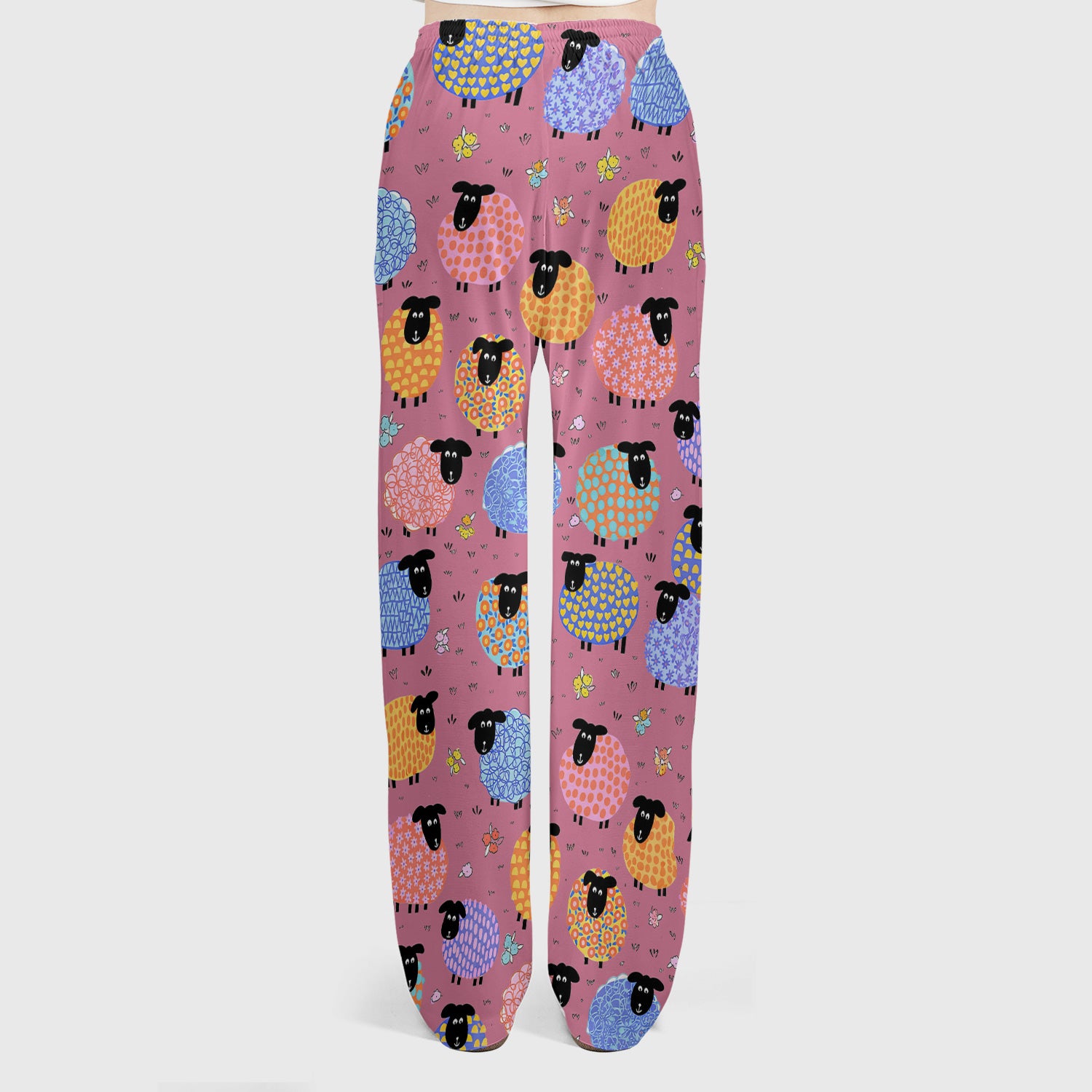 Funny Colorful Sheep Pattern Scrub Set, Scrub Pants and V Neck Top