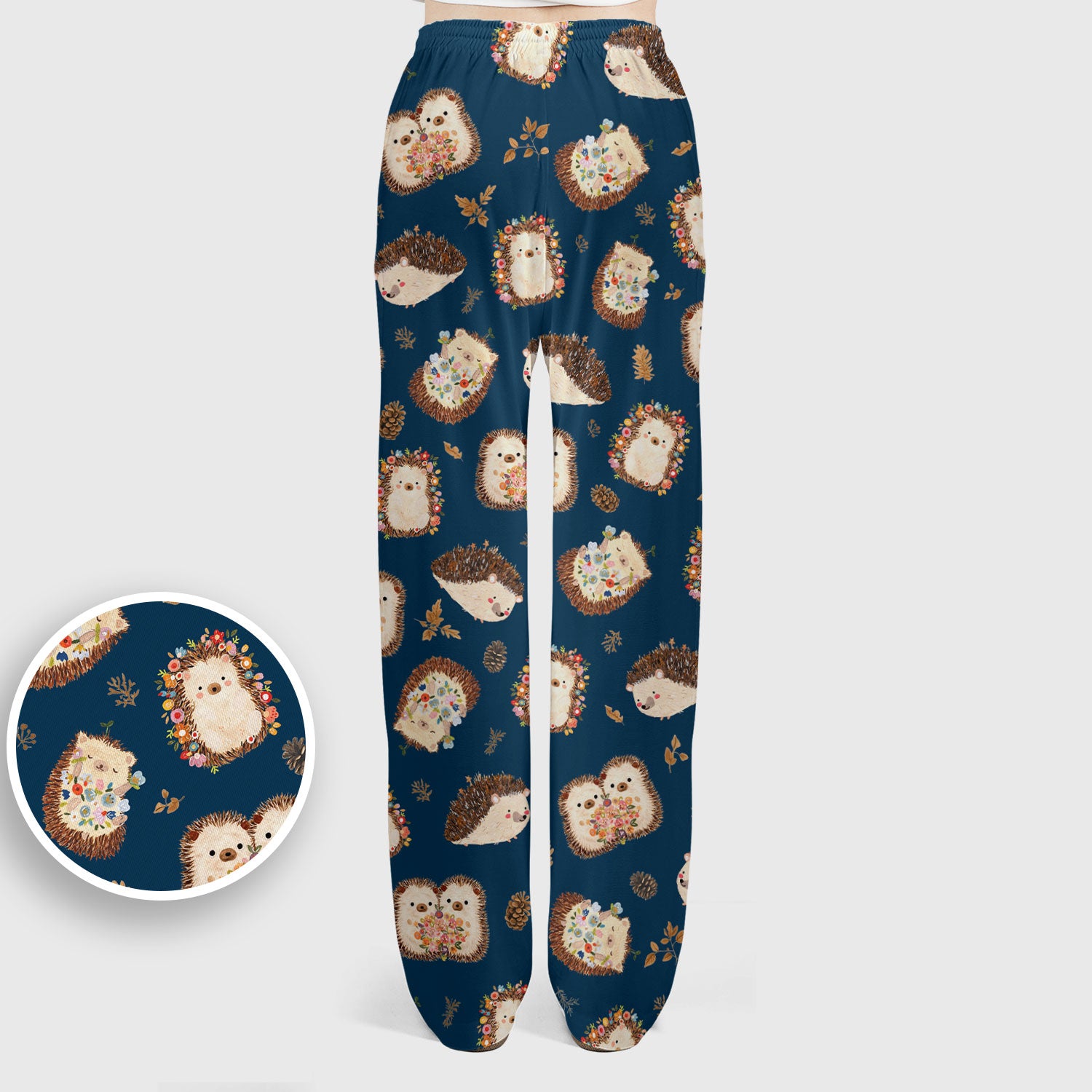 Cute Hedgehog Floral Scrub Set, Breathable Med Uniform