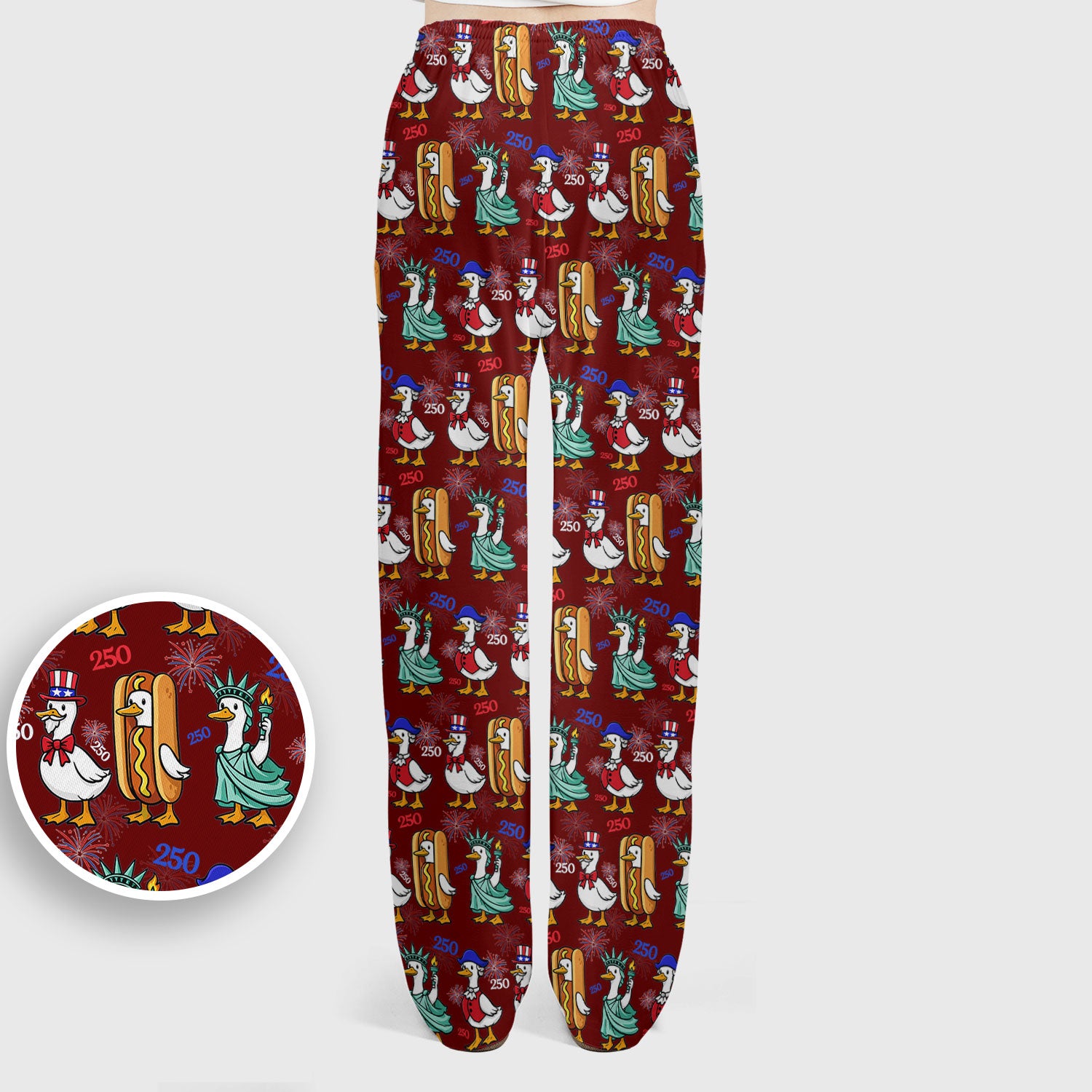 Patriotic Duck Independence Day Pattern Scrub Set, Scrub Pants and V Neck Top