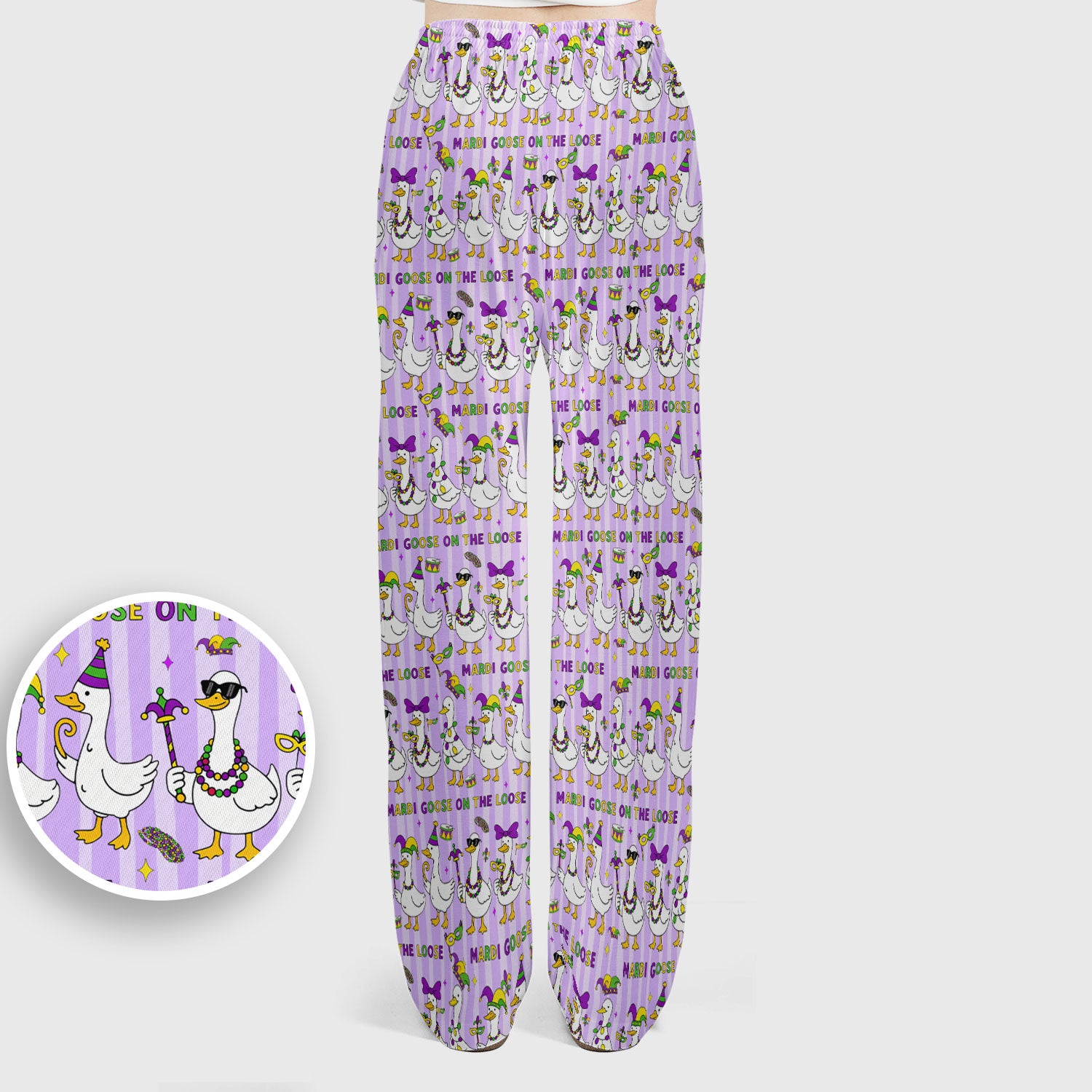 Mardi Gras Goose Nurse Scrub Set, Funny Carnival Medical Pattern Nurse Shirt, Breathable Fabrics Nursing Uniform