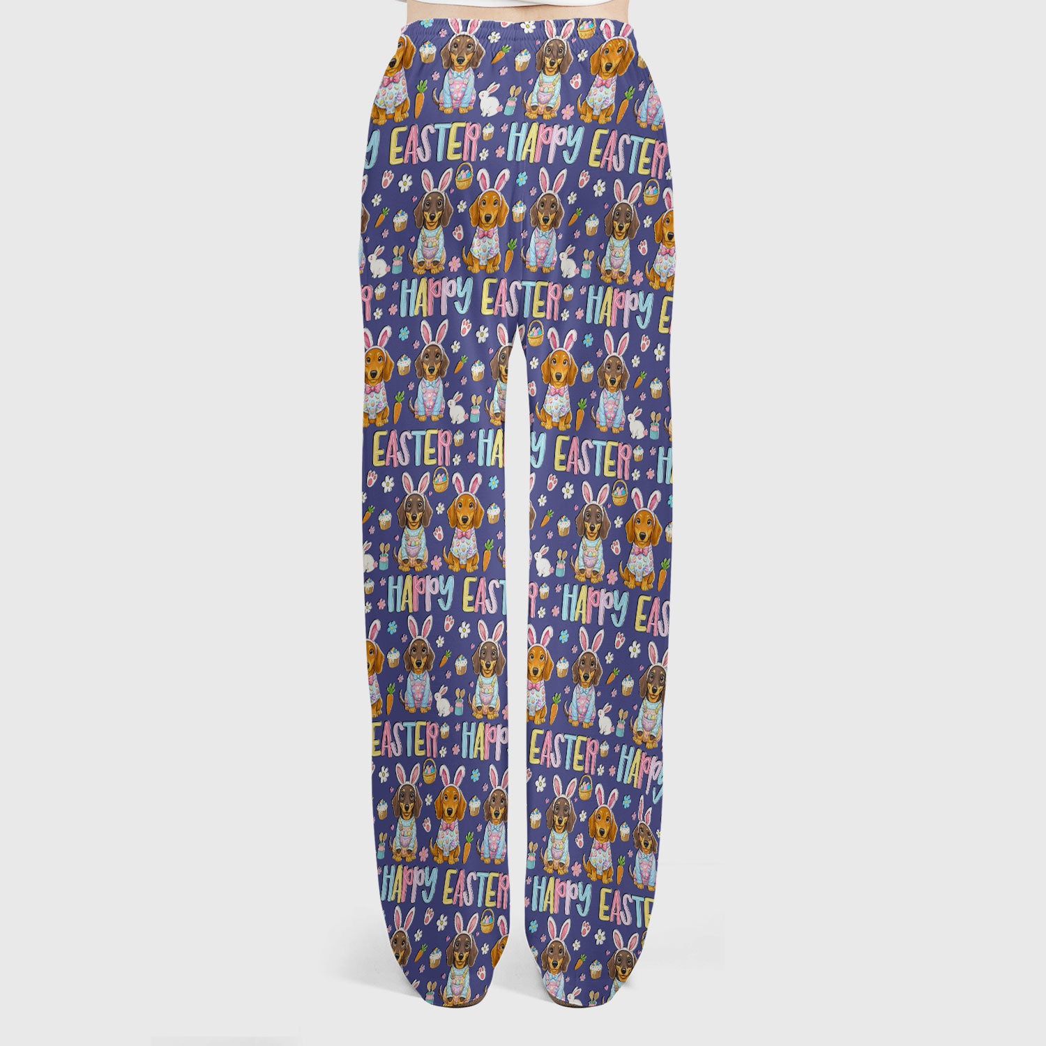 Happy Easter Dachshund Puppy Pattern Scrub Set, Breathable Med Uniform