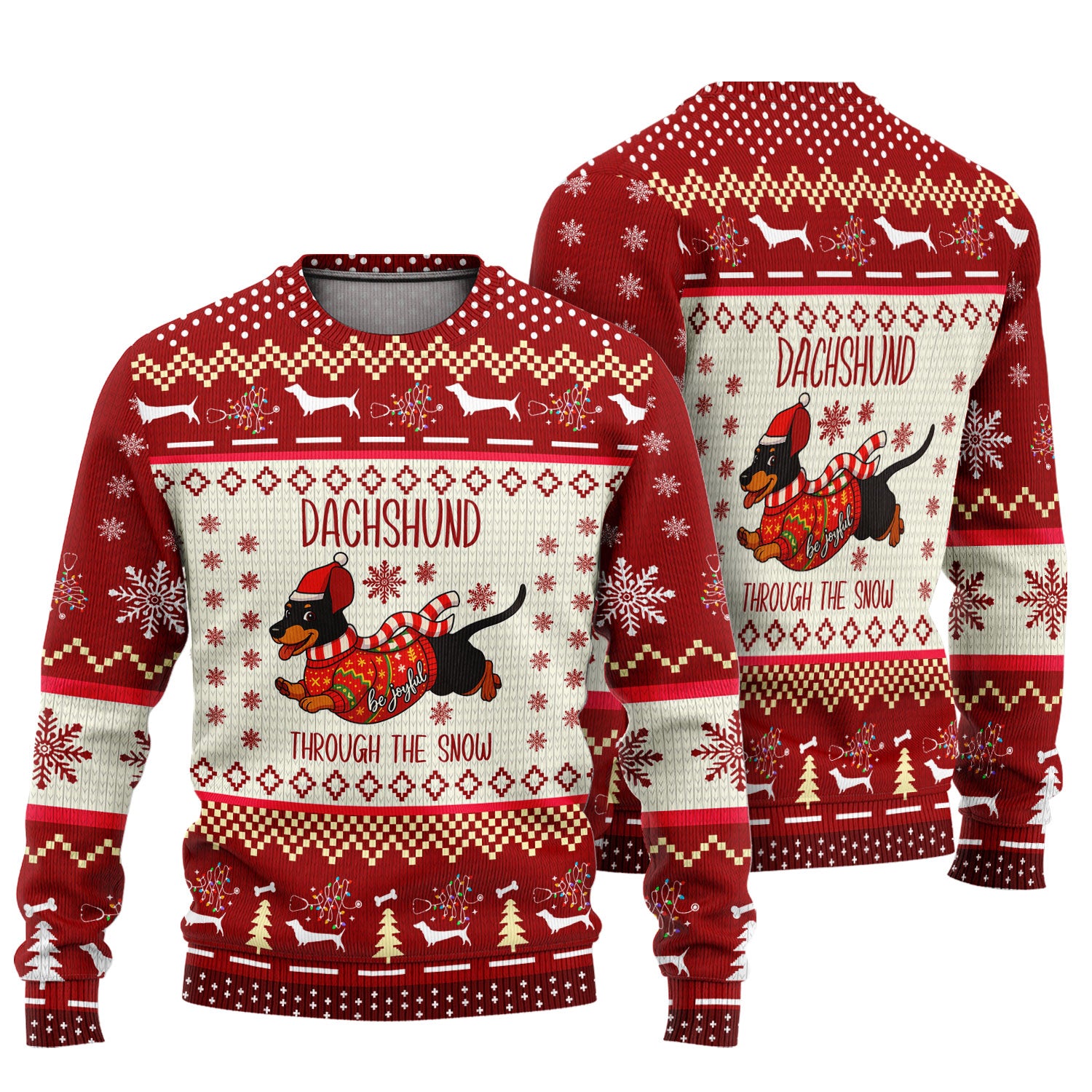 Wiener Dog Through The Snow Christmas Ugly Sweater - Cute Dachshund Nurse Shirt - Funny Holiday Medical Gift