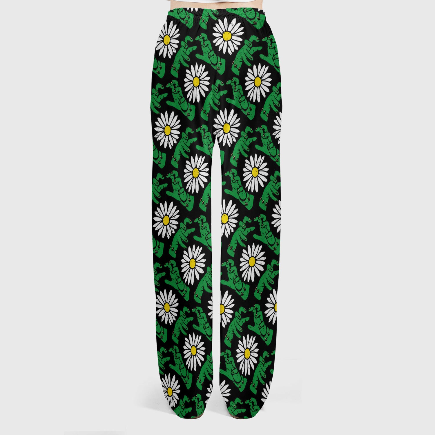 Halloween Monster And Daisies Scrub Set, Scrub Pants and V Neck Top