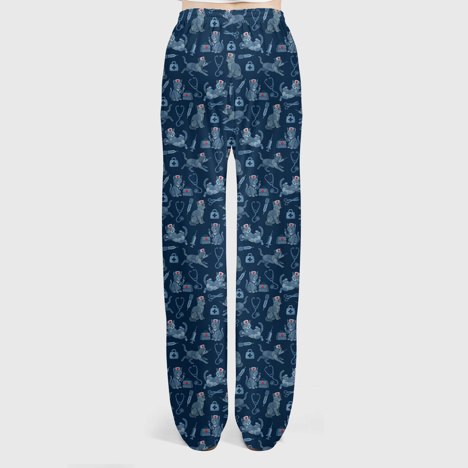 Cute Cat Scrubs for Women - Funny Kitty Pattern Scrub Top & Pants - Playful Nurse Scrubs with Charming Cat Print for Healthcare Workers