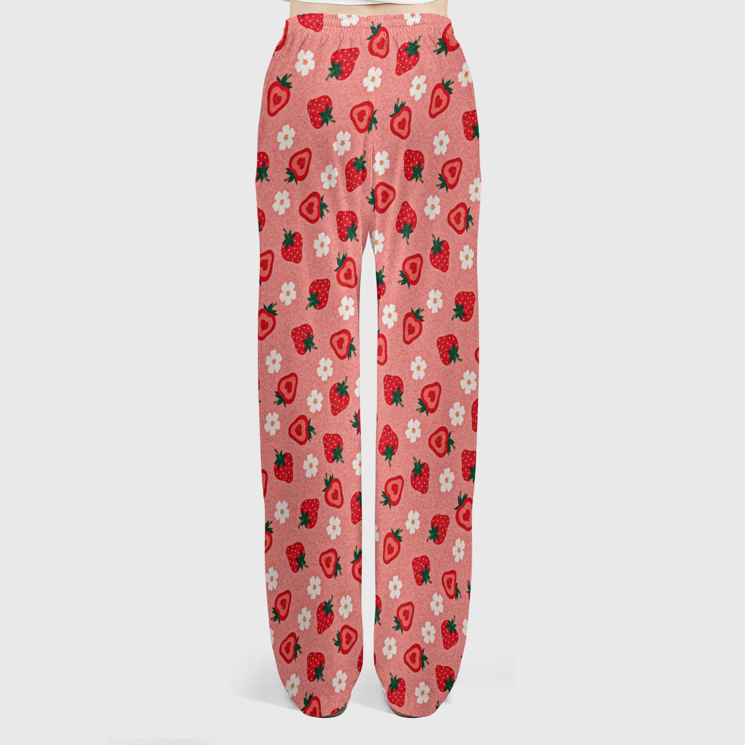 Sweet Strawberry Blossom Print Scrub Set, Women's Scrub Sets