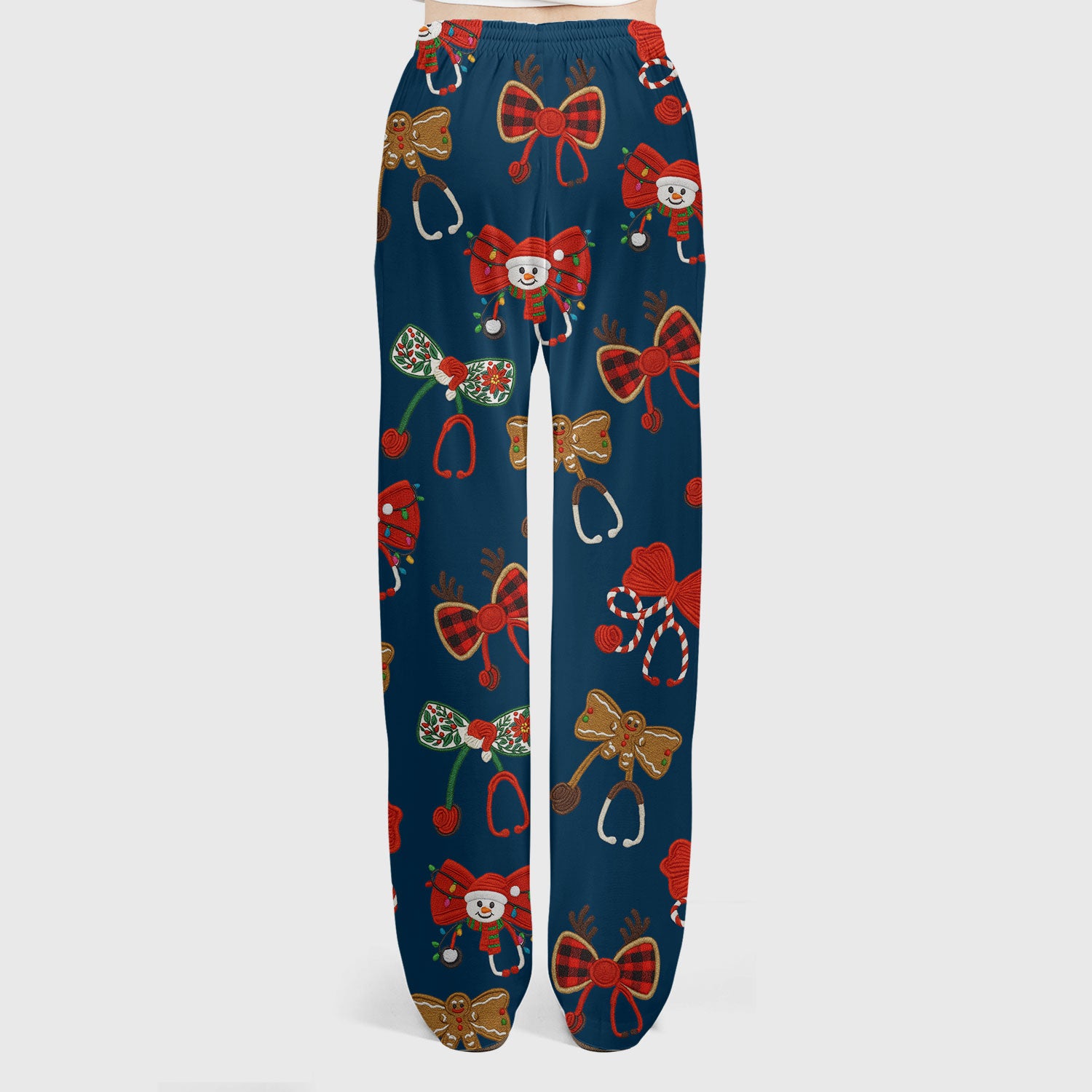 Christmas Stethoscope Bow Nurse Scrub Set, Xmas Pattern Scrub Shirt, Holiday Nursing Uniform