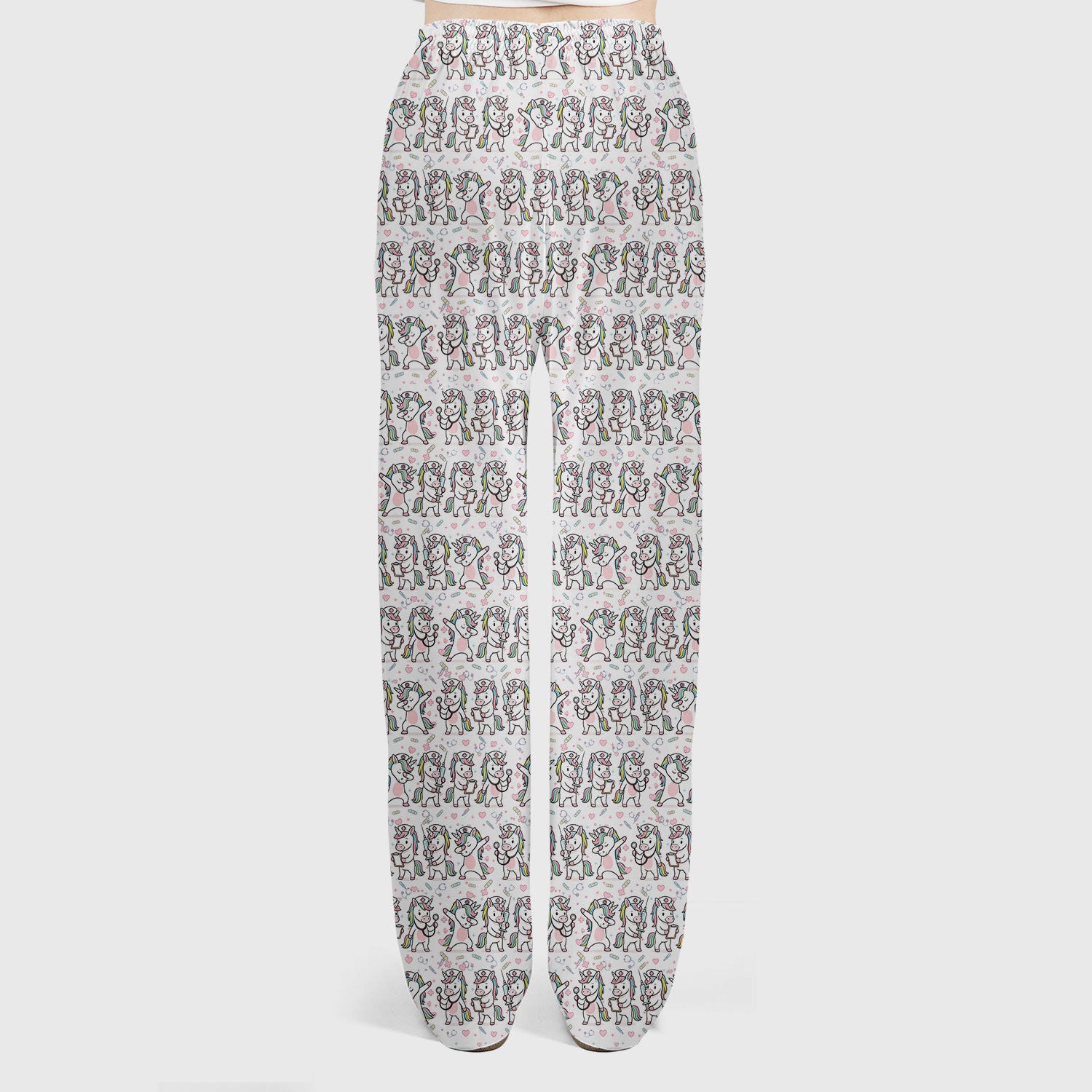 Cute Unicorn Nurse Scrub Set, Playful Medical Cartoon Nursing Shirt, Breathable Fabrics Nurse Uniform