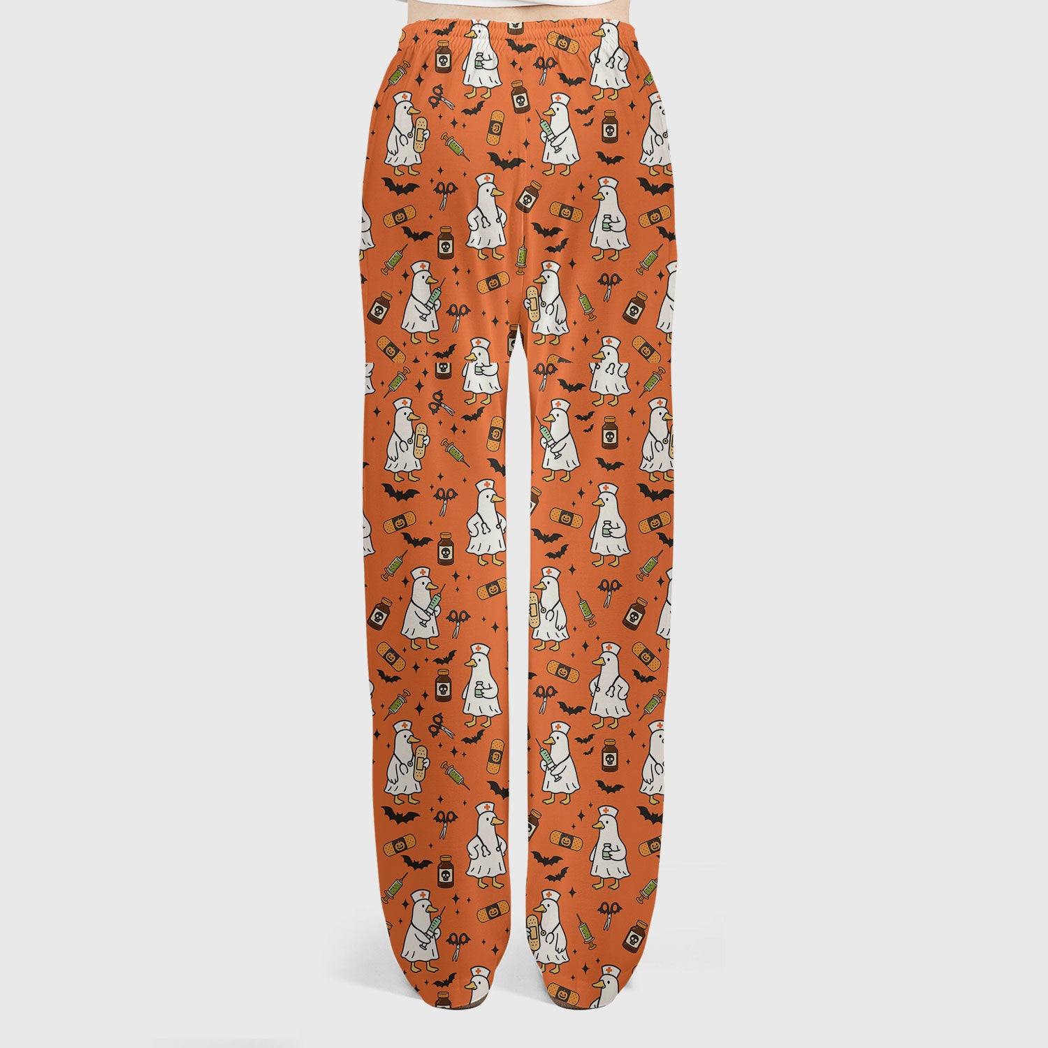 Goose Halloween Nurse Scrub Set - Quirky Duck Medical Pattern - Funny Spooky Nursing Outfit Gift for Women RN LPN CNA