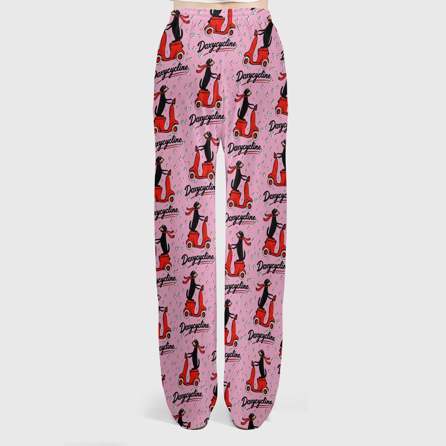Funny Dachshund Riding Scooter Doxycycline Print Scrub Set, Breathable Med Uniform