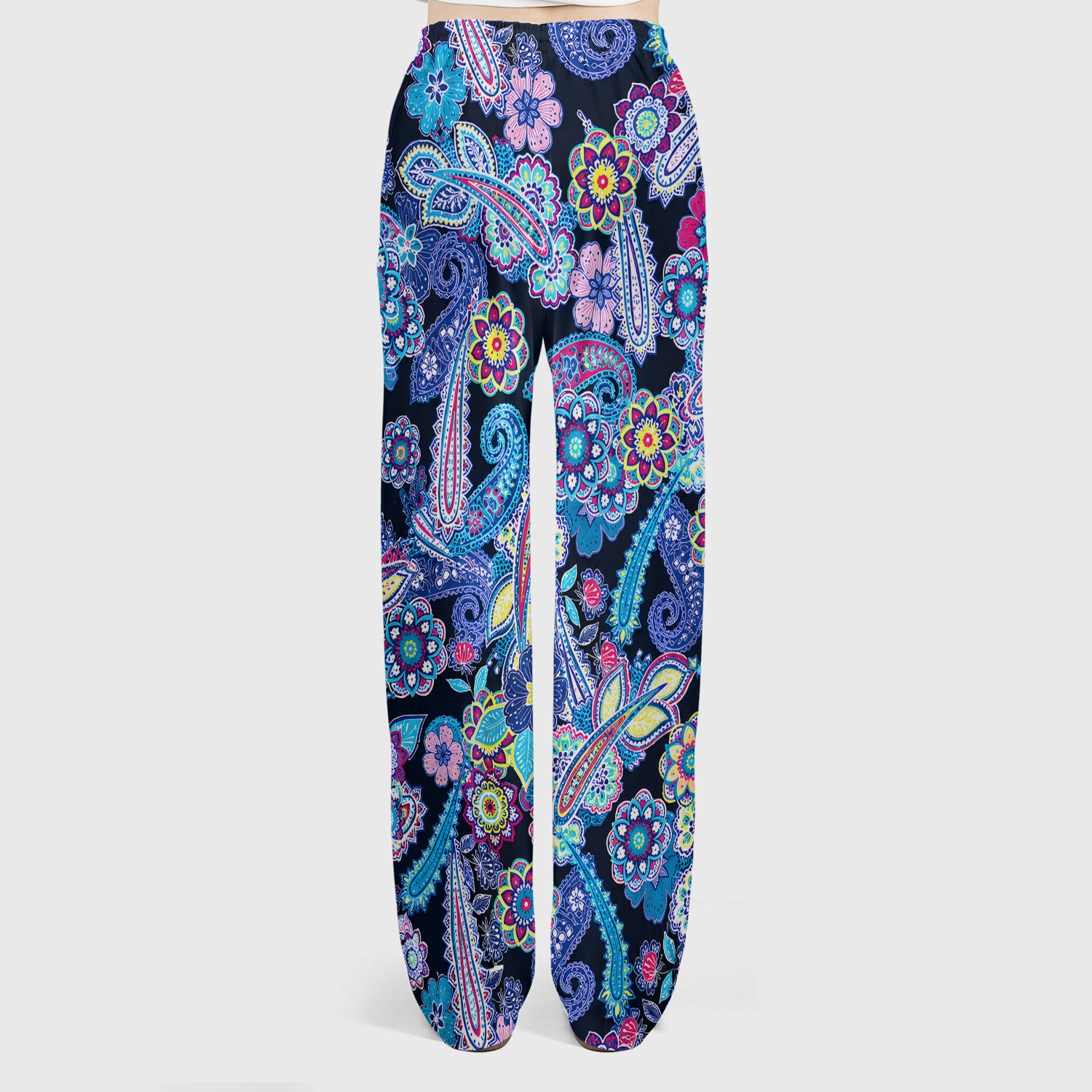 Vibrant Paisley Floral Pattern Scrub Set, Scrub Pants and V Neck Top