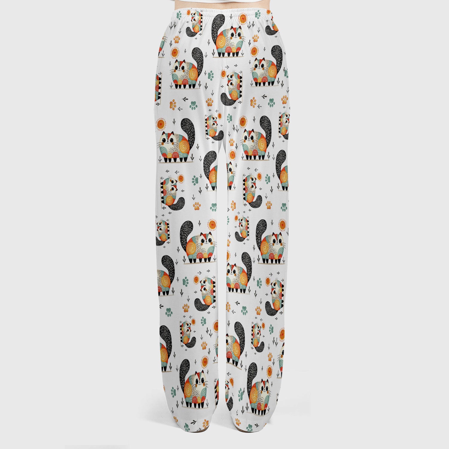 Playful Cat Illustration Women's Scrub Set, Breathable Med Uniform