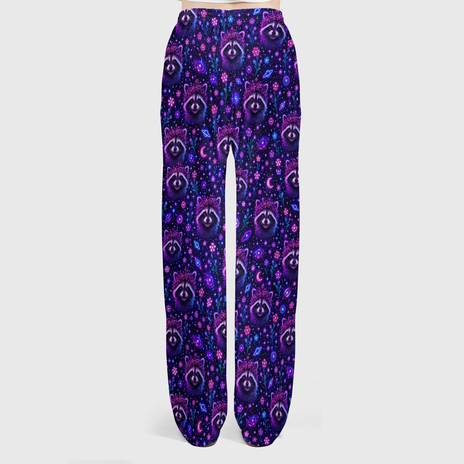 Galaxy Raccoon Nurse Pattern Scrub Set, Scrub Pants and V Neck Top