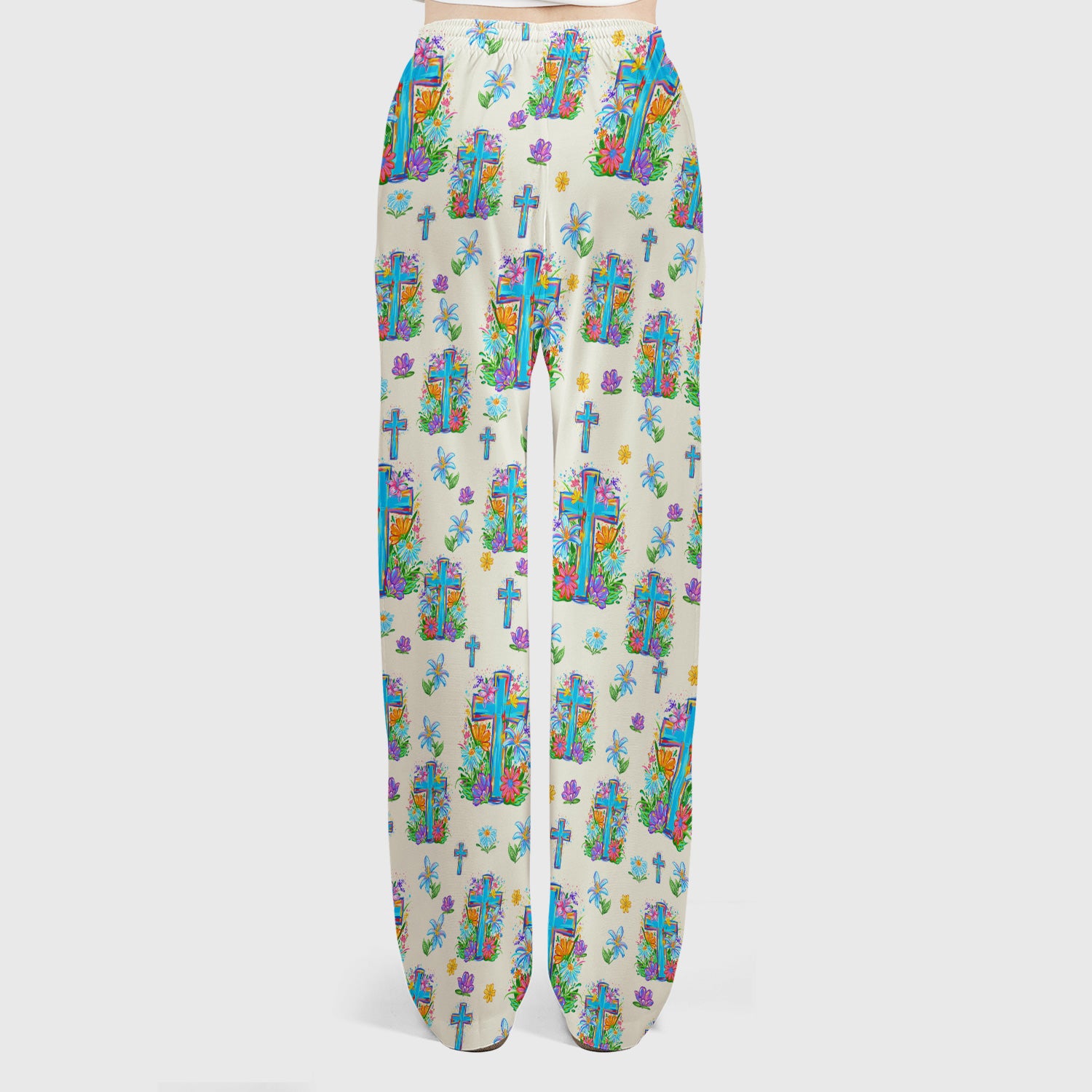 Christian Floral Cross Spring Pattern Scrub Set, Nurse Uniform Scrubs Set