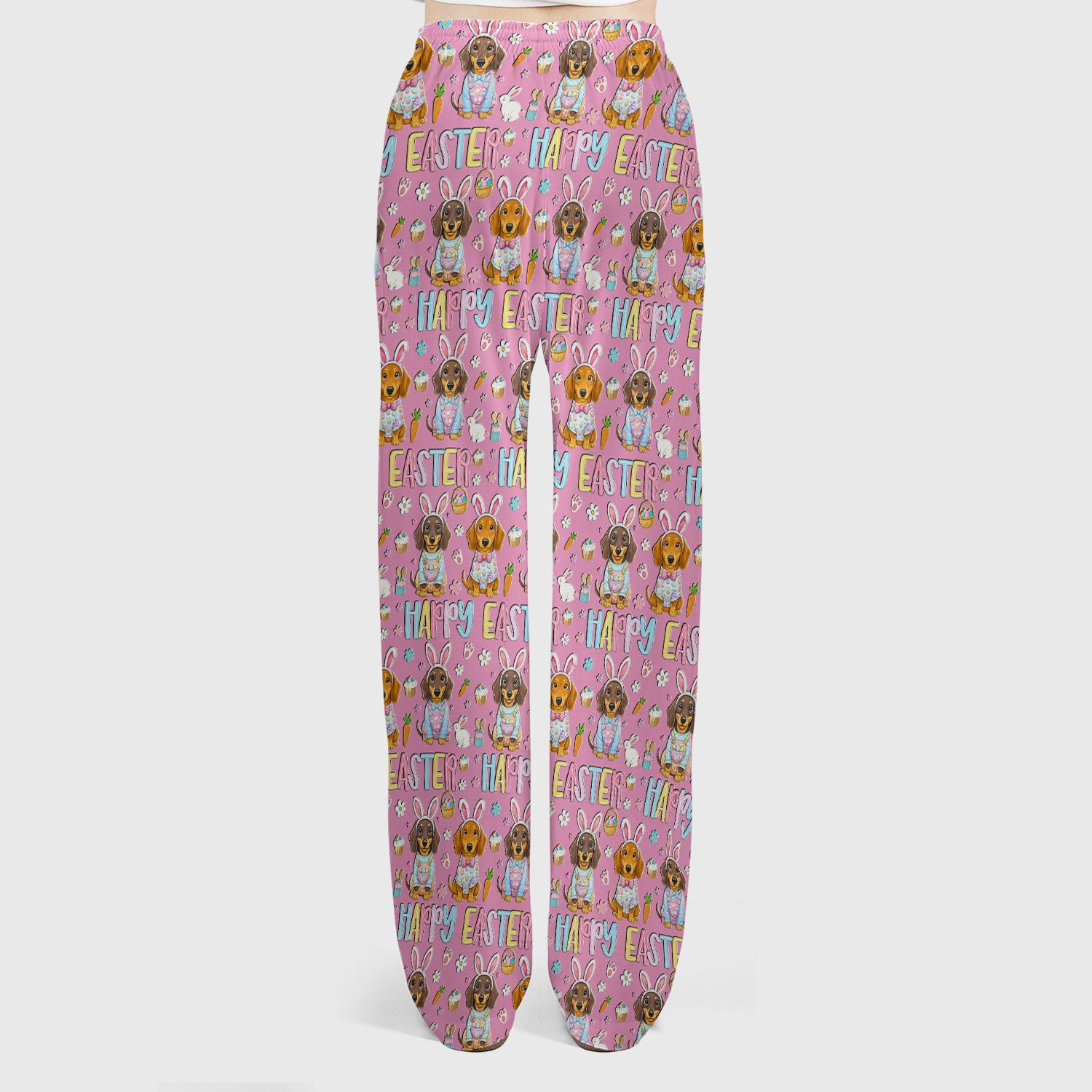 Happy Easter Dachshund Puppy Pattern Scrub Set, Breathable Med Uniform