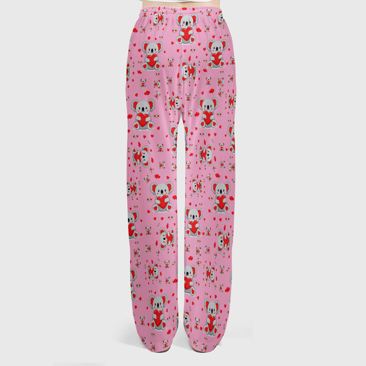 Valentine Cute Koala Heart Pattern Medical Outfit, Women's Scrub Sets