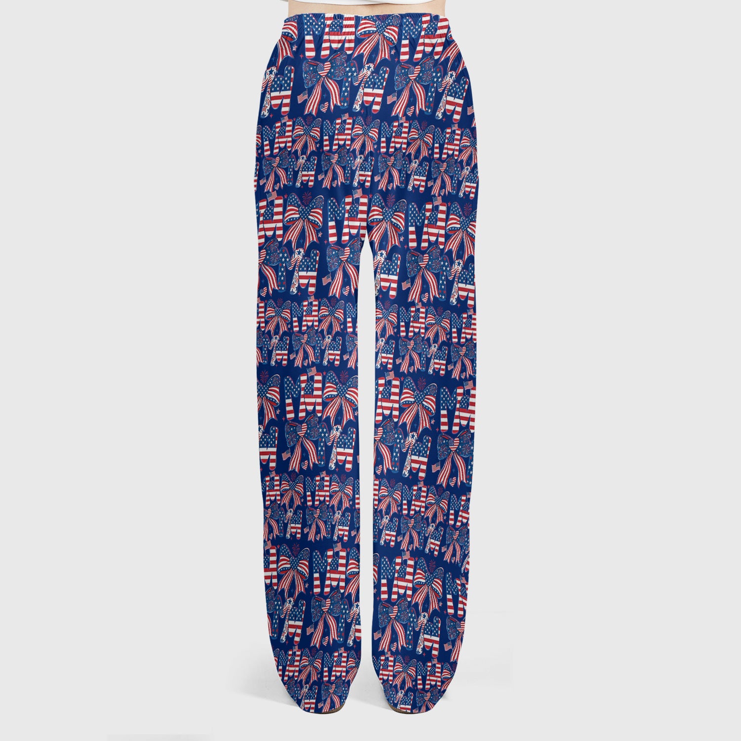 American Flag MaMa Bow Pattern Scrub Set, Breathable Med Uniform