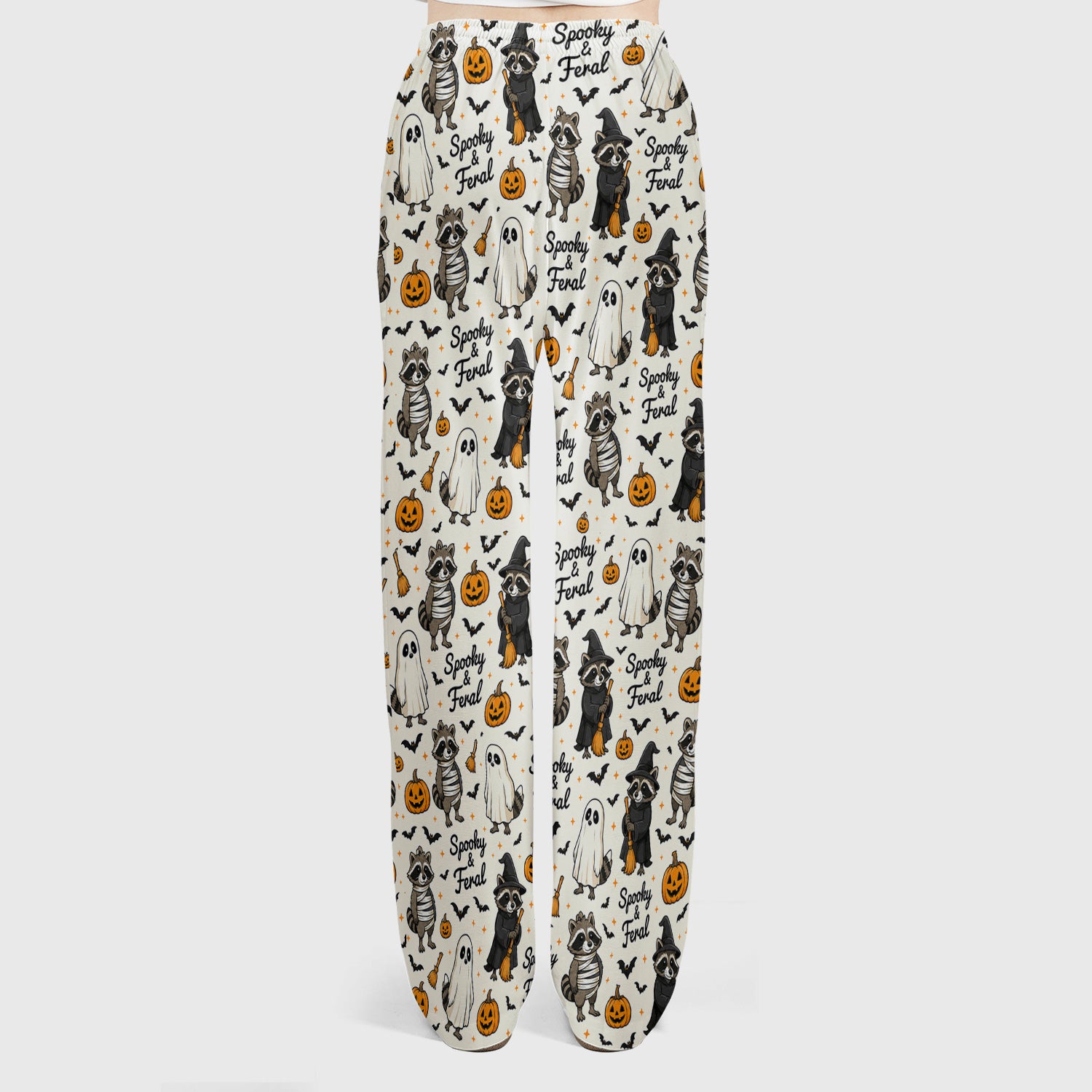 Spooky And Feral Halloween Raccoon Scrub Set, Scrub Pants and V Neck Top
