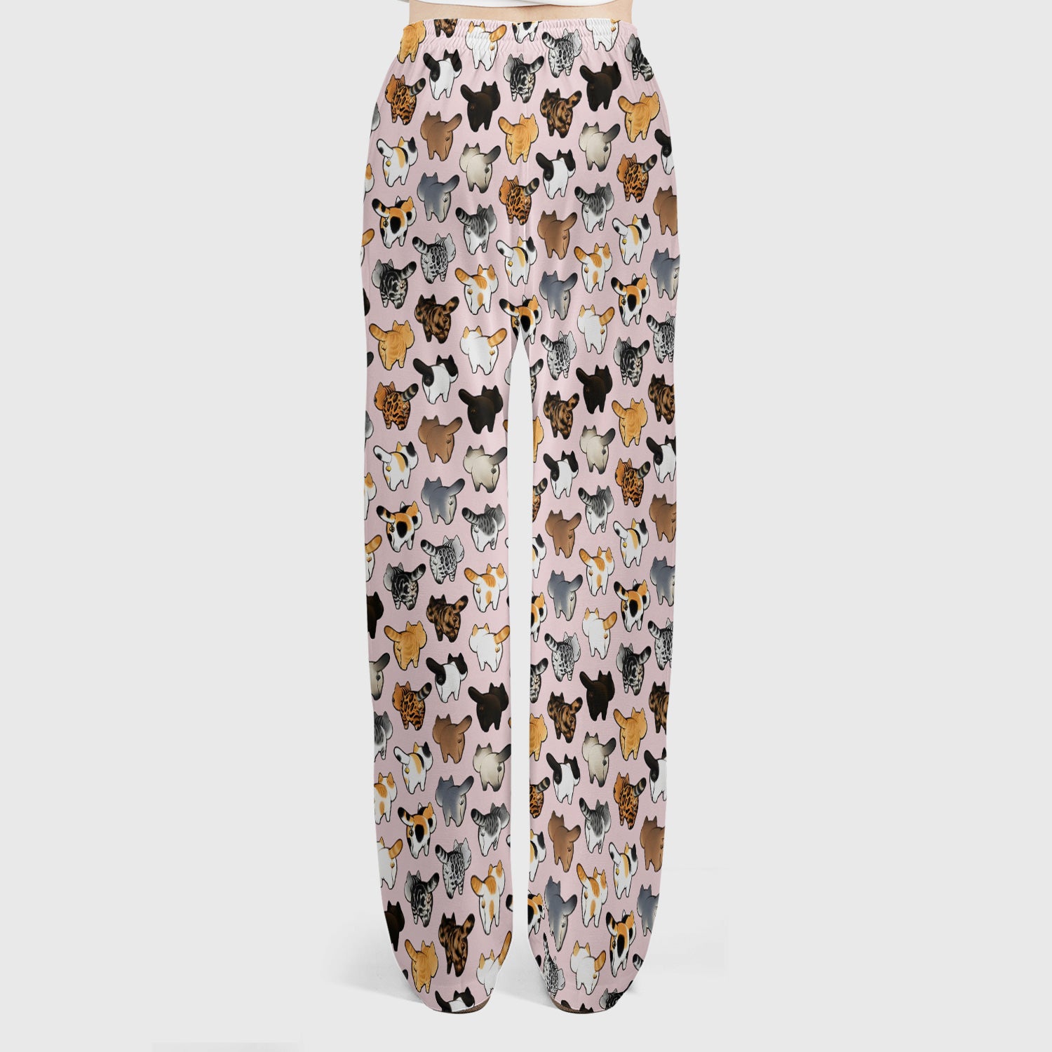 Cat Butt Pattern Medical Scrub Set, Breathable Fabrics Nursing Uniform