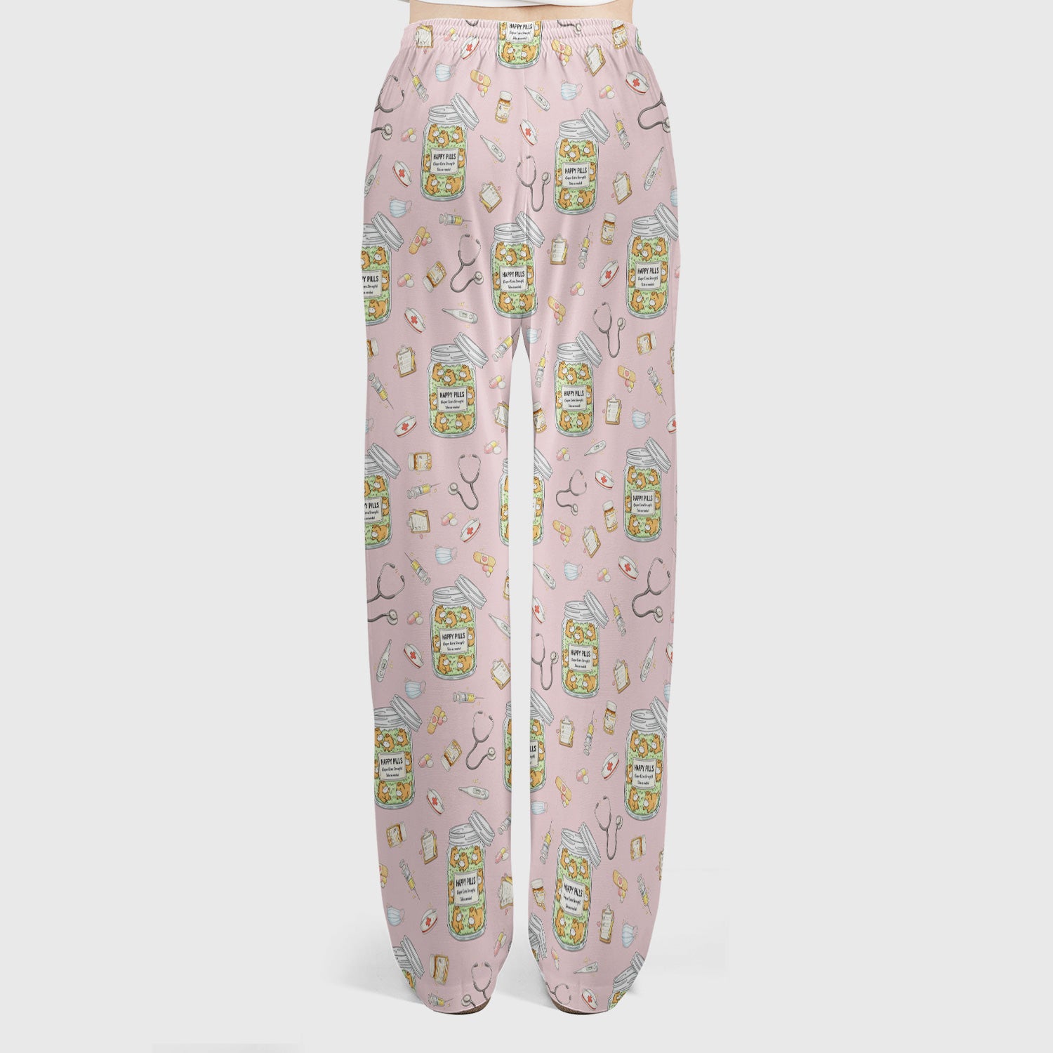 Happy Pills Horse Medical Print Women's Scrub Set, Scrub Pants and V-Neck Top