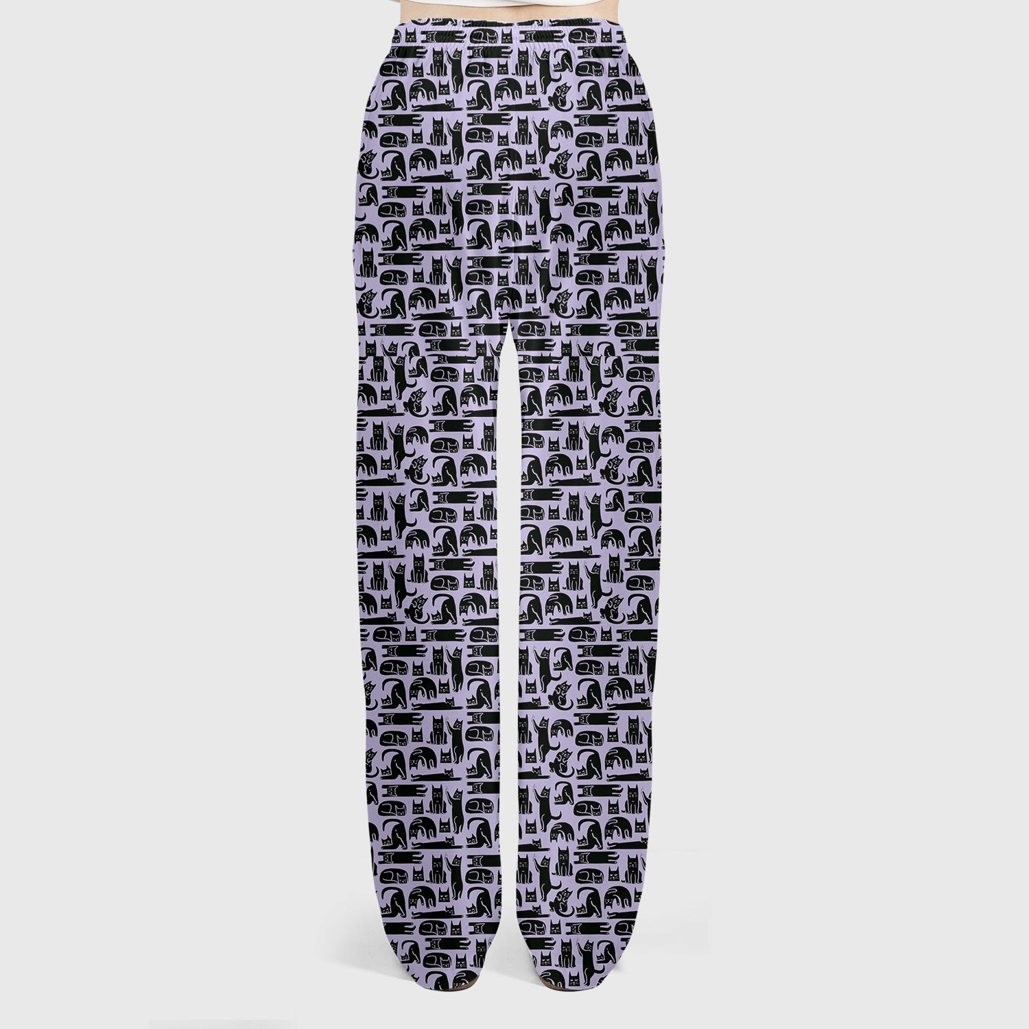 Cute Funny Cat Poses Print Scrub Sets, Scrub Pants and V Neck Top
