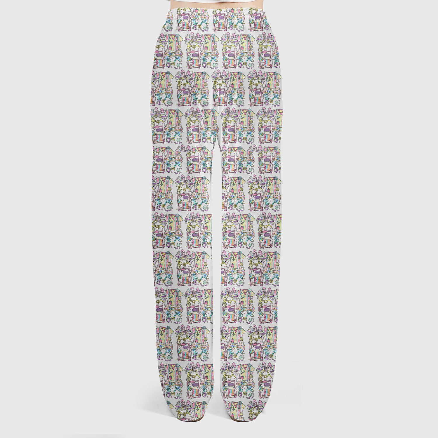 Colorful Nurse Scrub Supplies Pattern Scrub Set, Scrub Pants and V Neck Top