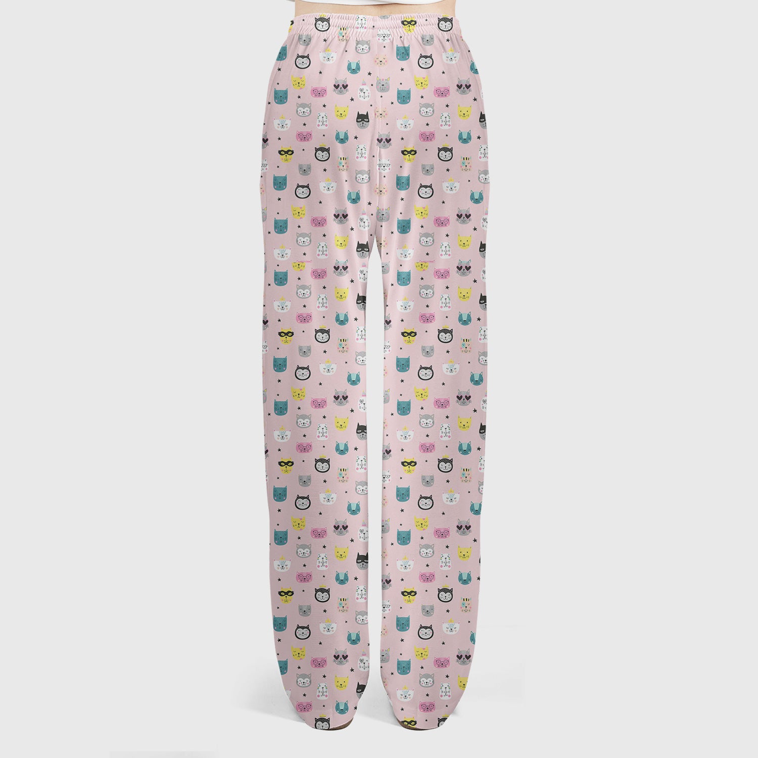 Cute Colorful Cat Pattern Women's Scrub Sets, Breathable Med Uniform