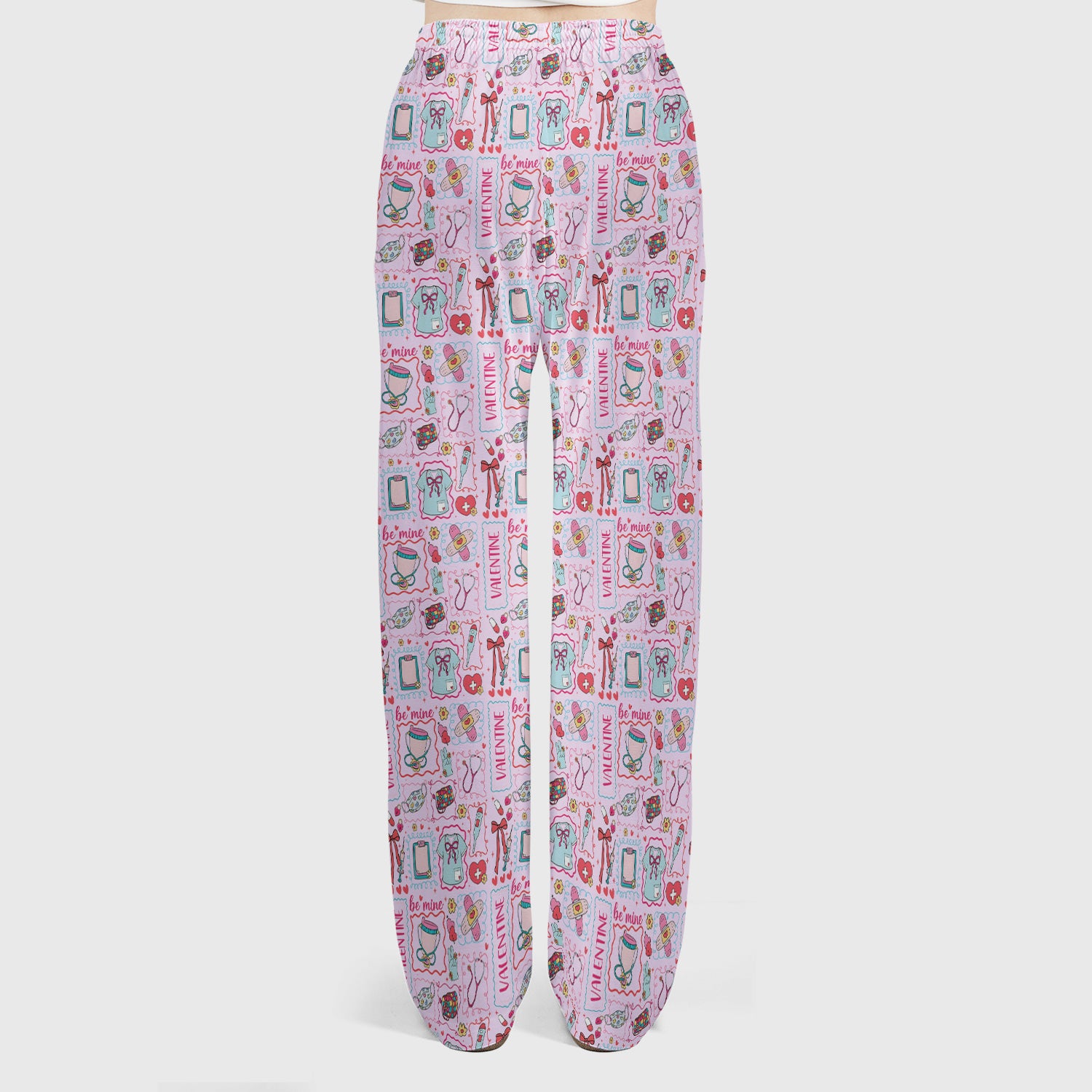 Valentine Medical Hearts Bandages Syringes Scrub Set, Breathable Med Uniform