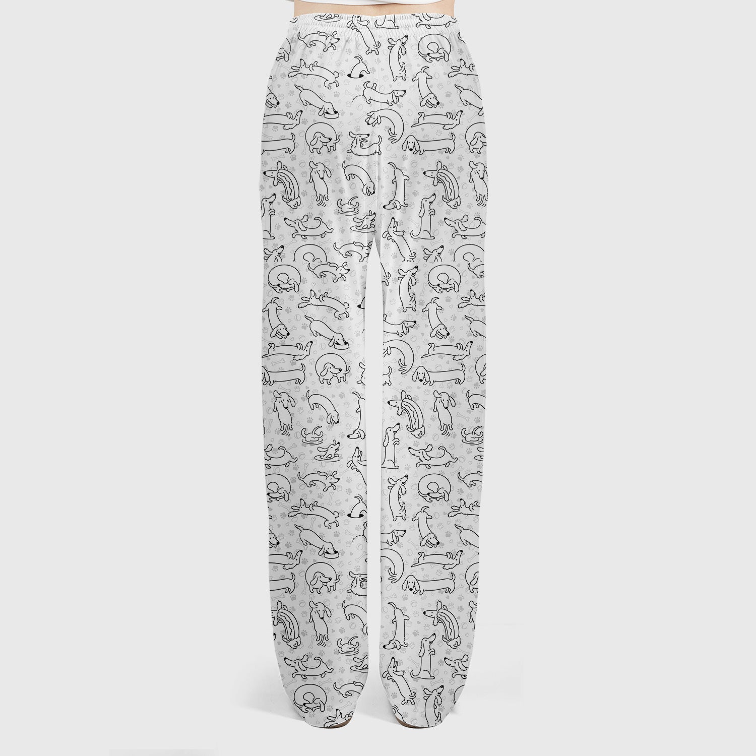 Playful Dachshund Dog Line Art Print Scrub Set, Scrub Pants and V Neck Top