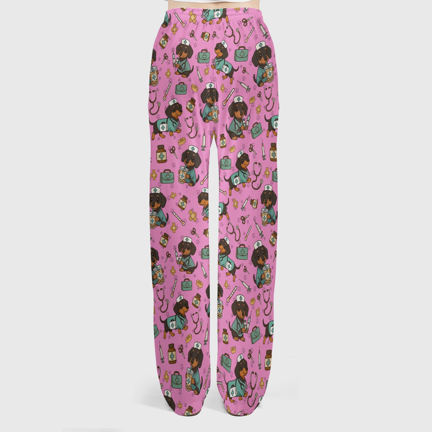 Funny Dachshund Nurse Scrubs Set - Cute Dog Print Medical Shirt - Holiday Nurse Scrub Top Gift for RN CNA Doctor, Women & Men