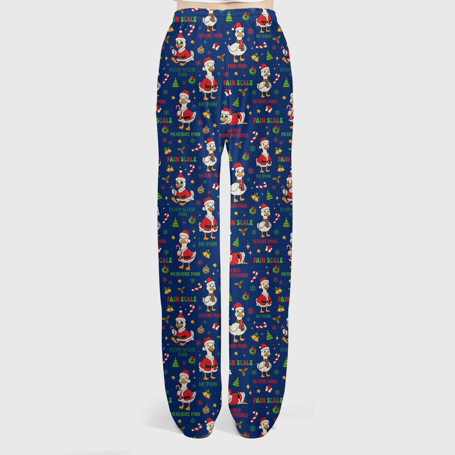 Funny Goose Christmas Scrub Set - Pain Scale Scrubs Pants and V Neck Top - Cute Holiday Medical Uniform for Women