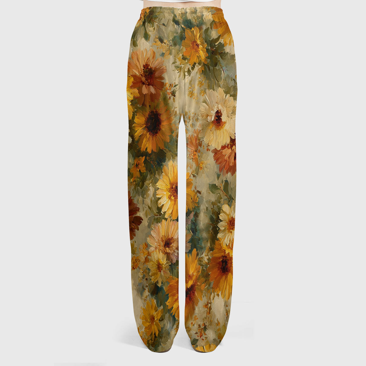 Vintage Sunflower Oil Painting Scrub Set, Scrub Pants and V Neck Top