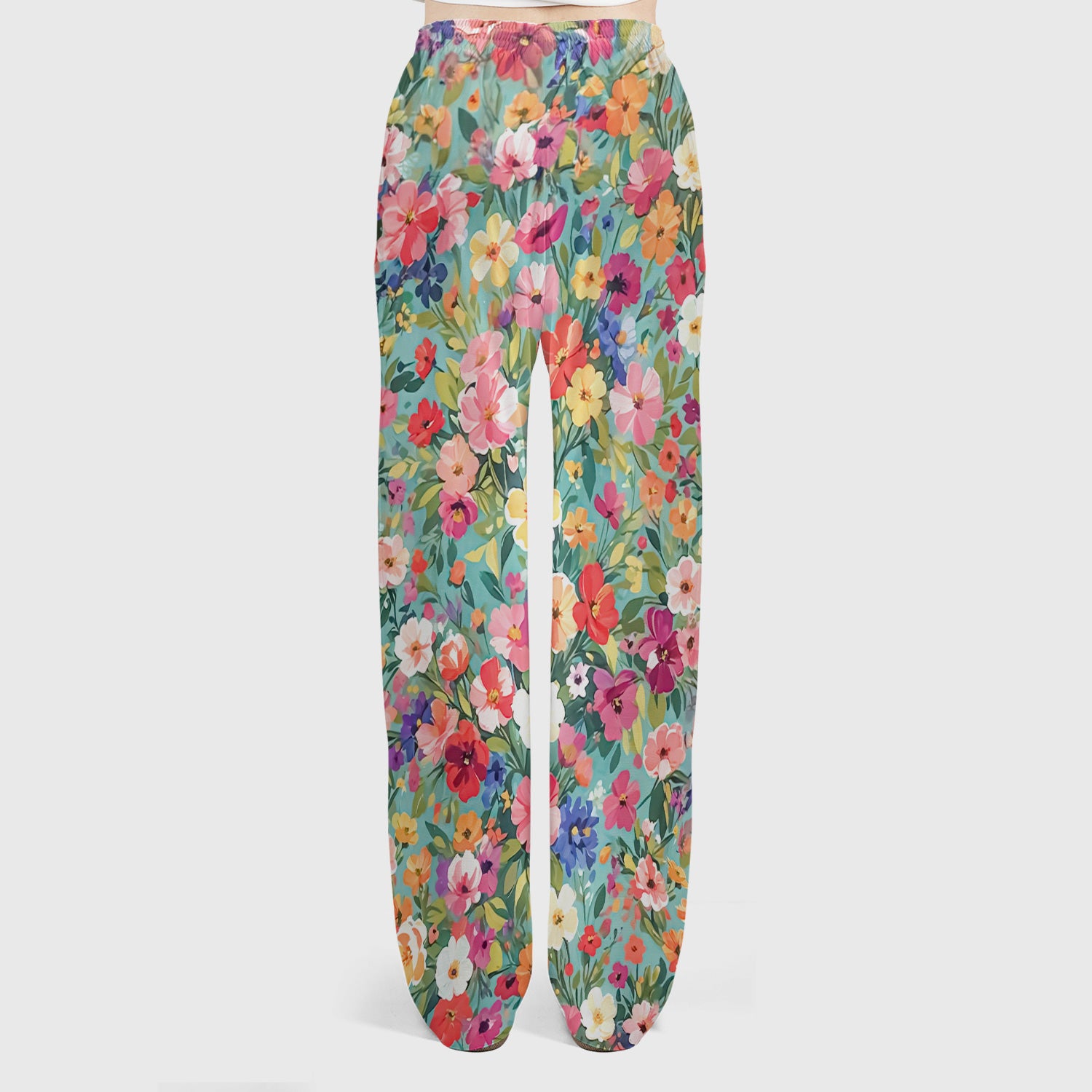 Colorful Wildflower Garden Bloom Scrub Set, Scrub Pants and V Neck Top