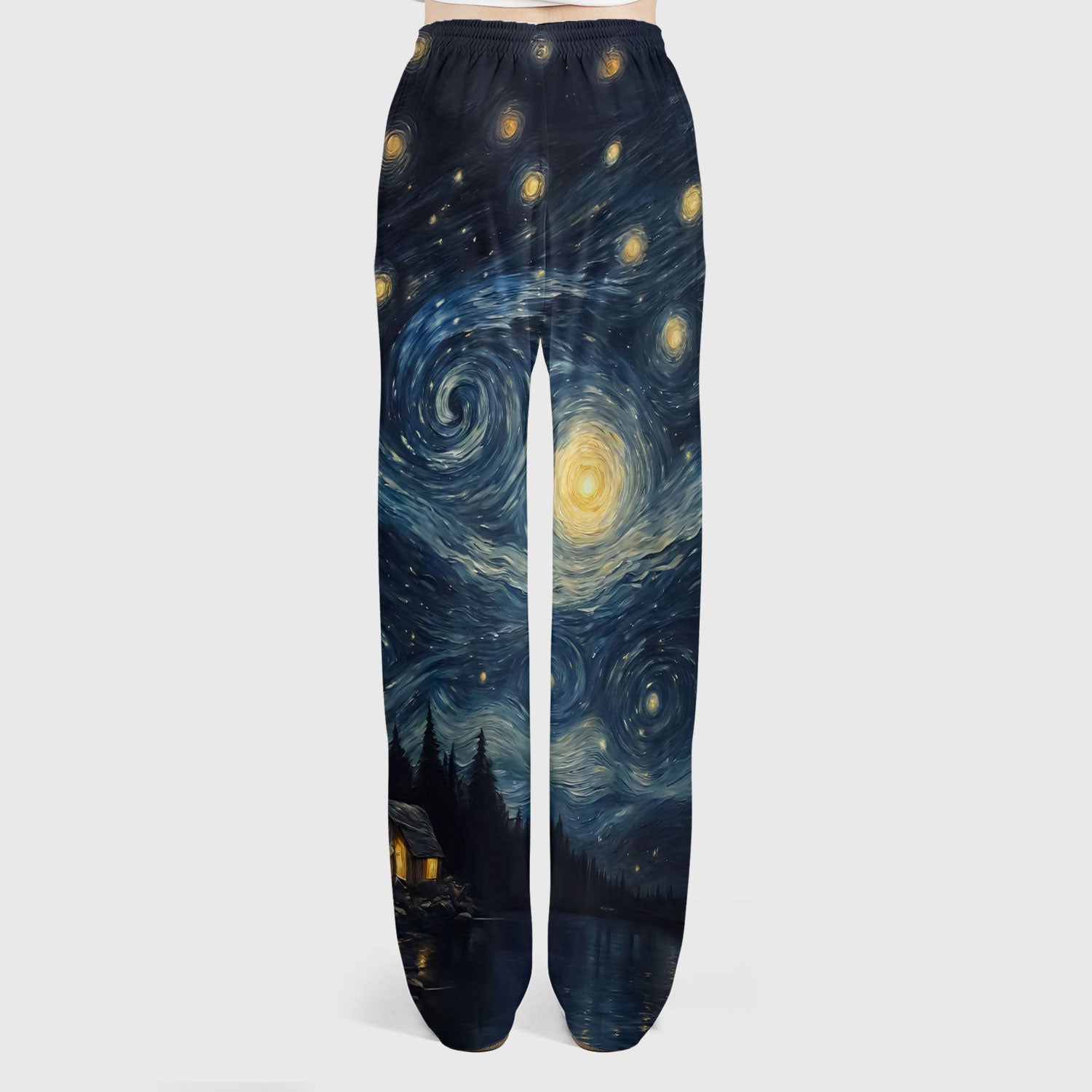 Cat Under Starry Night Sky Art Print Scrub Sets, Breathable Med Uniform