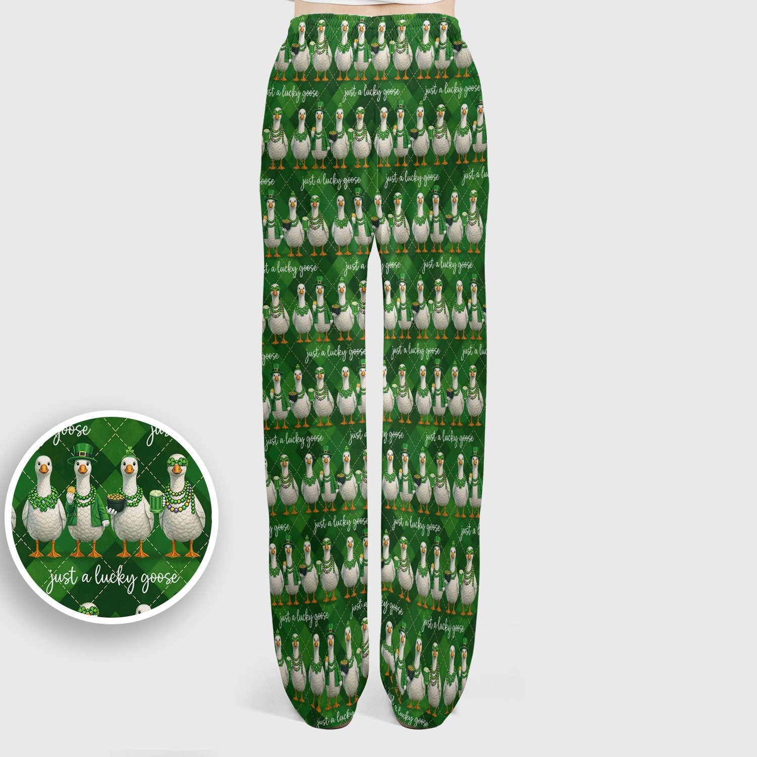 Lucky Goose St Patrick Green Argyle Print Set, Breathable Med Uniform