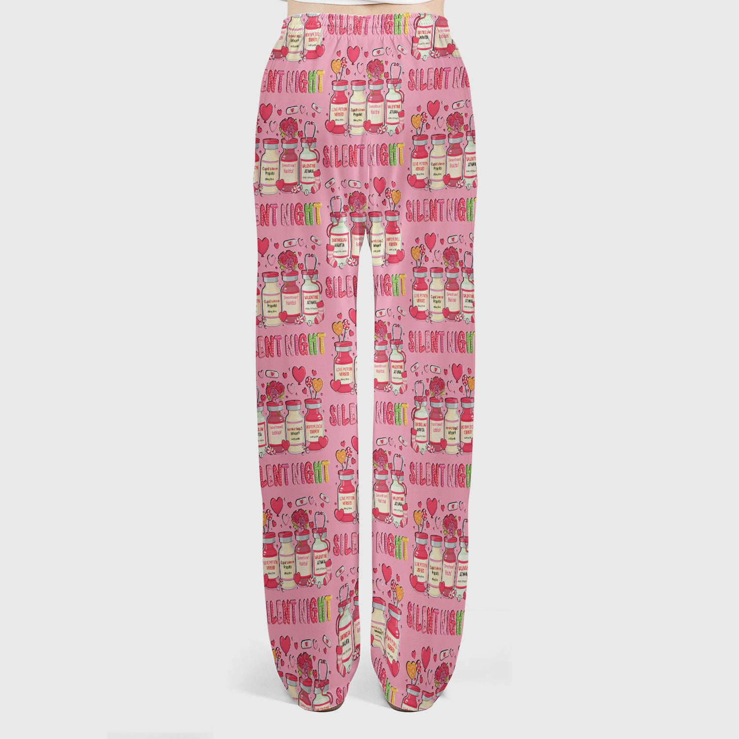 Valentine Silent Night Love Design Scrubs Set, Breathable Med Uniform